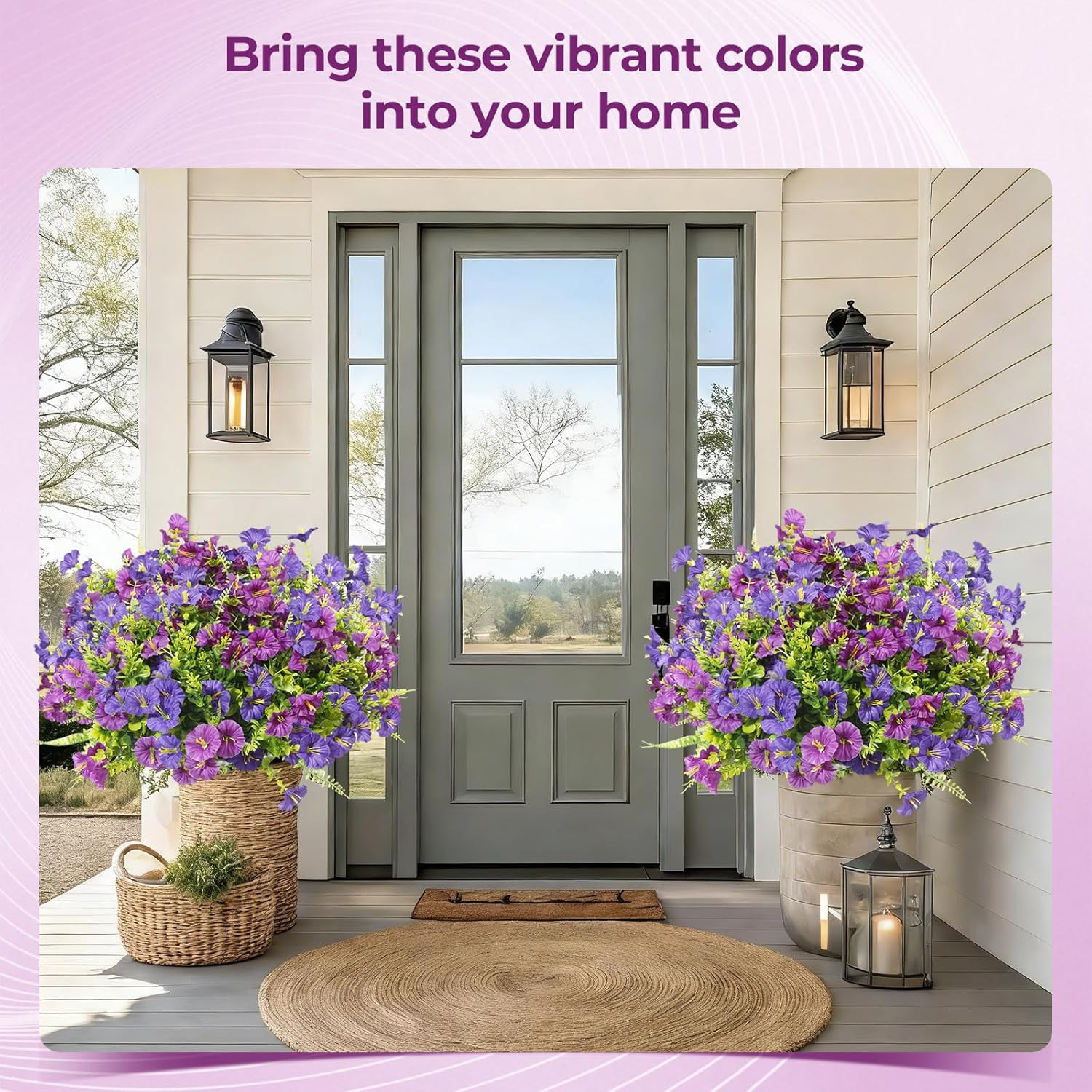 Artificial Morning Glory UV Resistant 36 Pcs Purple Spring Artificial Flowers Ou