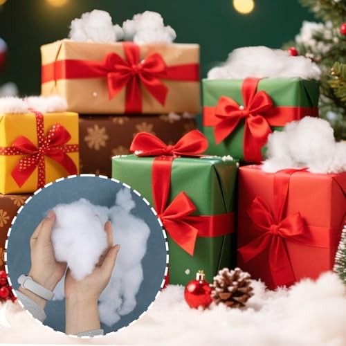 RAINFLOW 7 Ounce Christmas Fake Snow Cotton – Artificial Snow Stuffing White