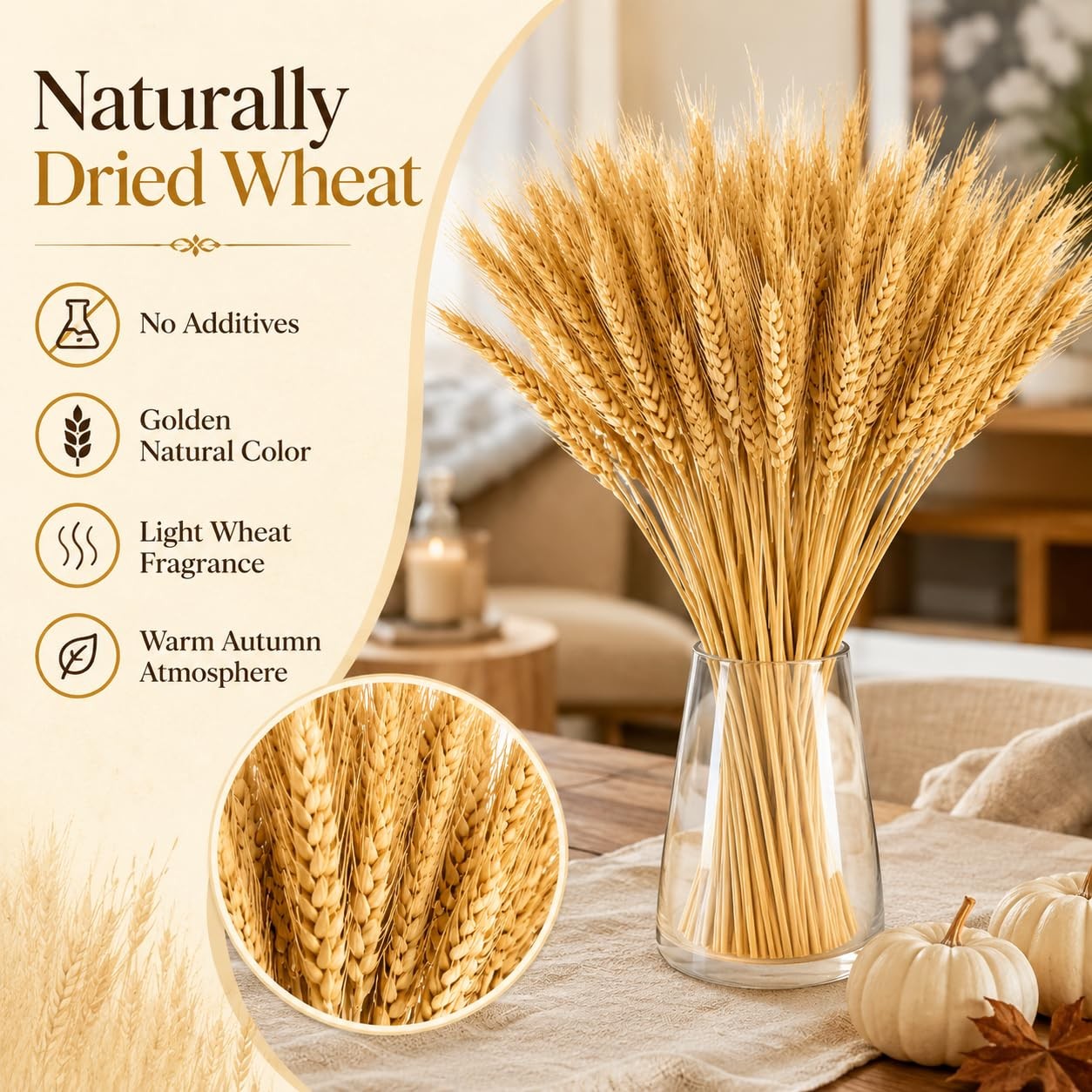100 Stems Dried Wheat Stalks for Decor – Sheaves Grass Natural Bunch Flowers …