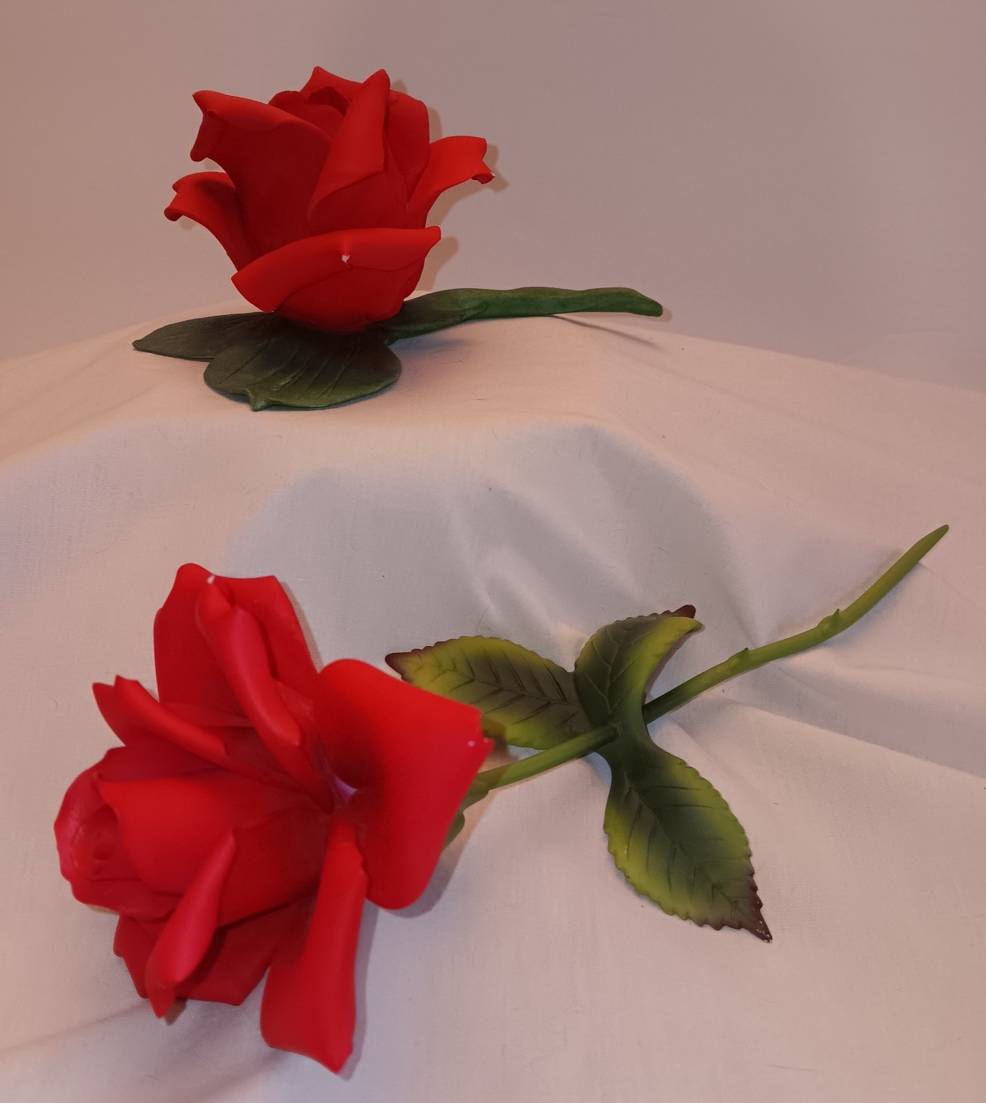Vtg Capodimonte Red Rose on Stem Romantic Decor Made in Italy