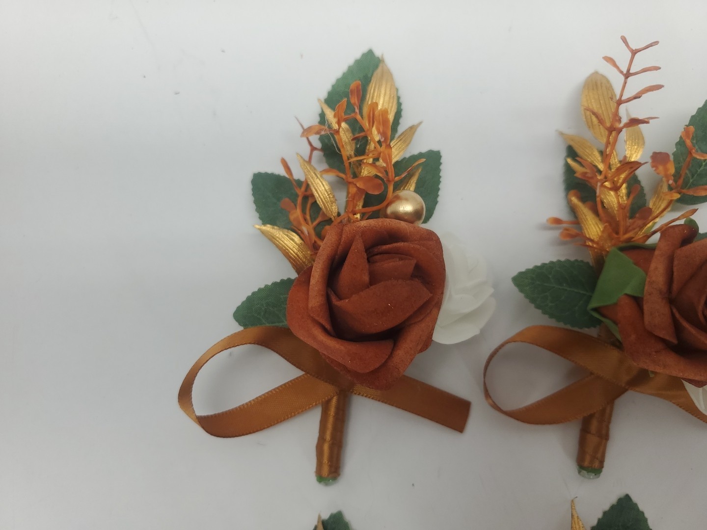 Burnt Orange Boutonniere for Men Set of 6 Wedding Prom Groom Groomsmen