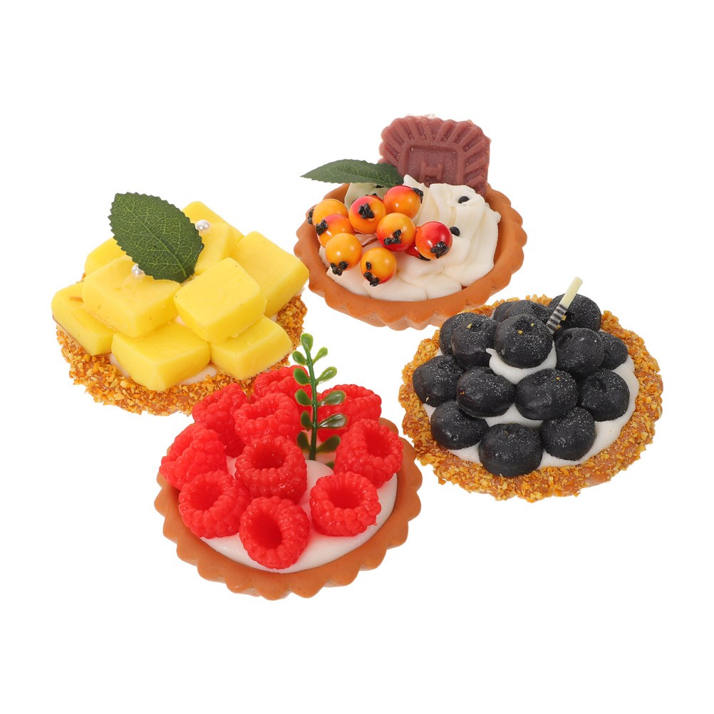 4Pcs Durable Simulated Egg Tart Food Models Assorted Color for Party Decor