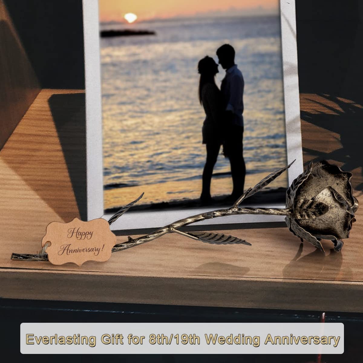 Bronze Anniversary 8 Year Gifts – Metal Rose 8th Anniversary for Her Bronze