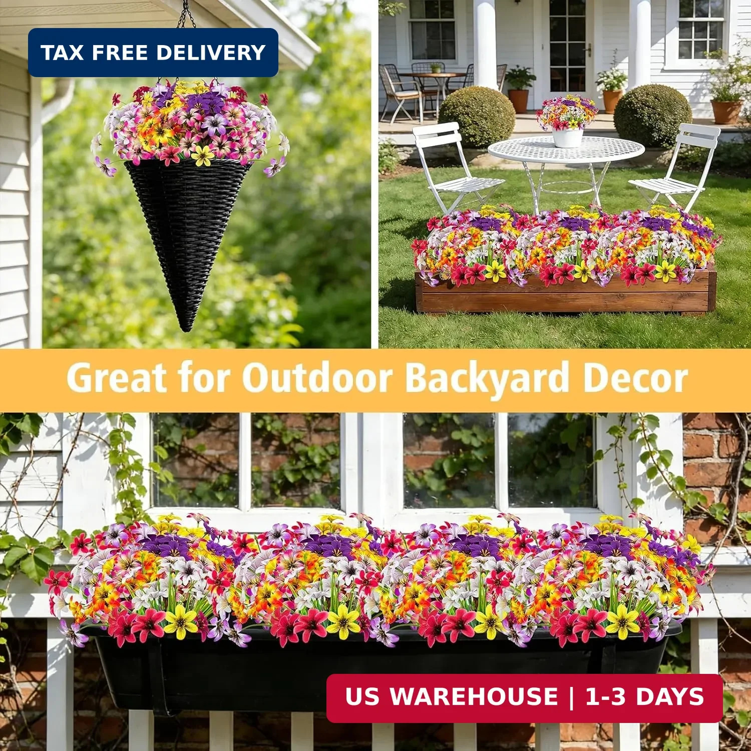 16 Pcs Artificial Flowers for Outdoors, UV Resistant Fake Pansy Silk Flowers, Re