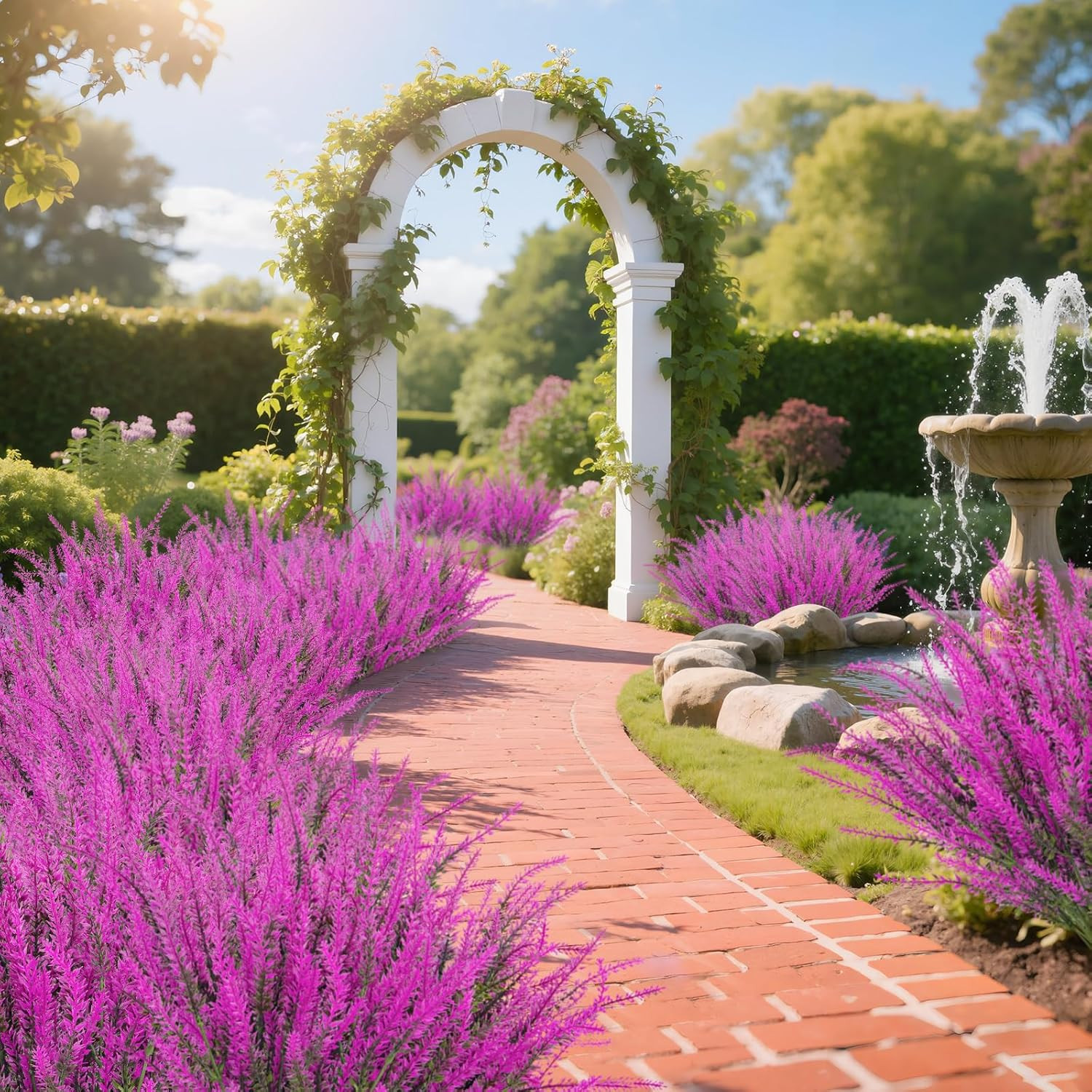 Ouddy Decor 24 Bundles Artificial Lavender Fake Flowers Faux Plastic Plants for