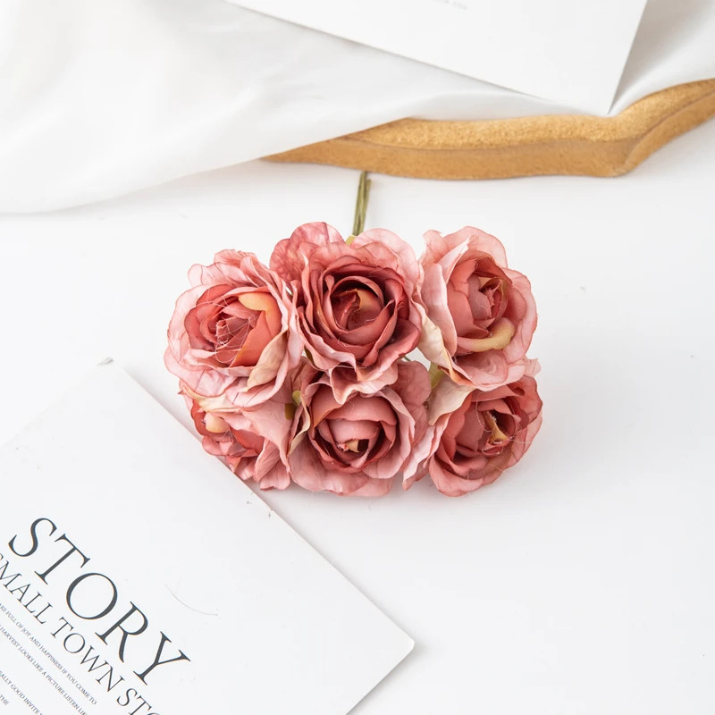 6Pcs/lot 11Cm Mini Silk Artificial Carnation For Christmas DIY Wreath Home Decor