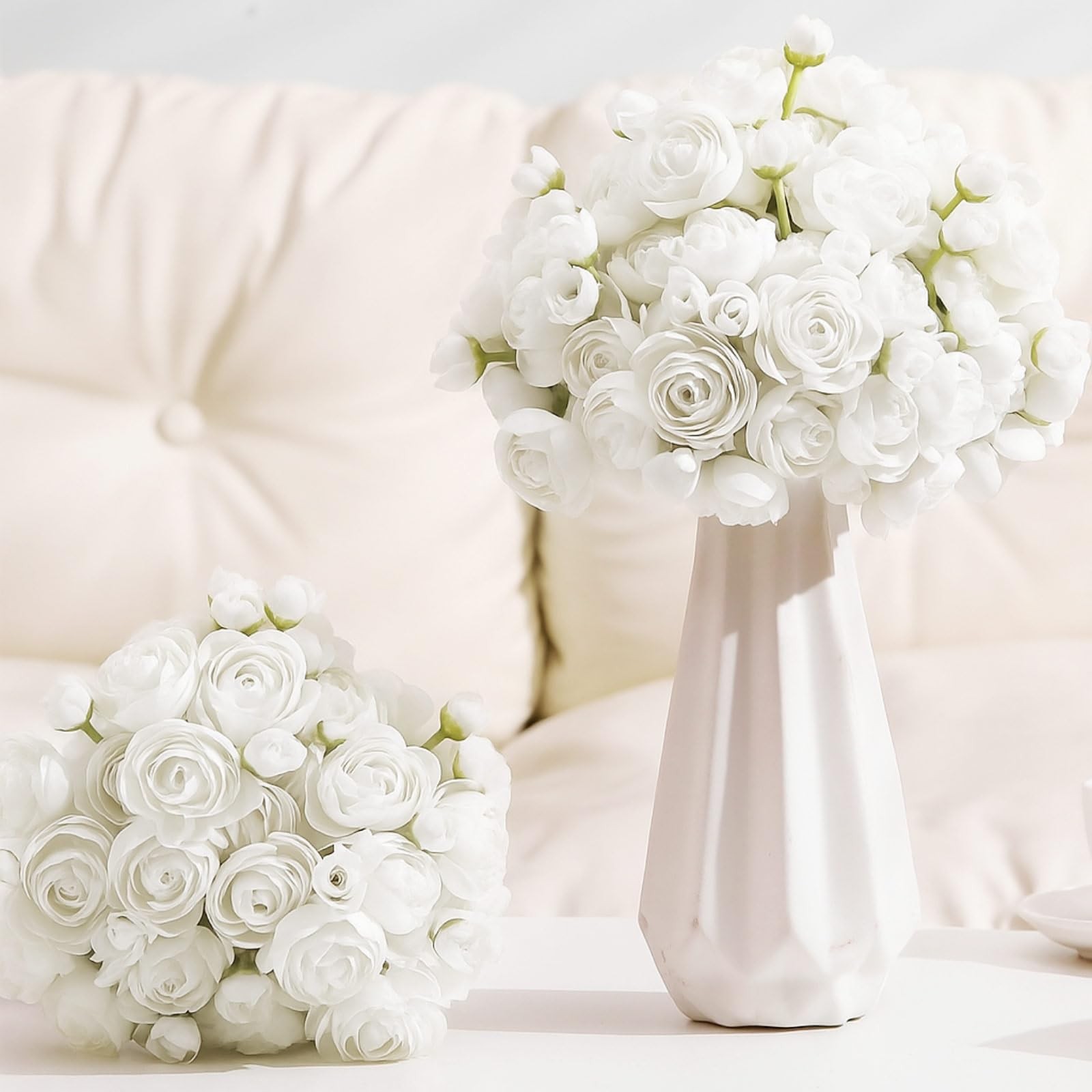 48 PCS Ranunculus Artificial Flower Real Touch Peonies Silk Faux Bouquet