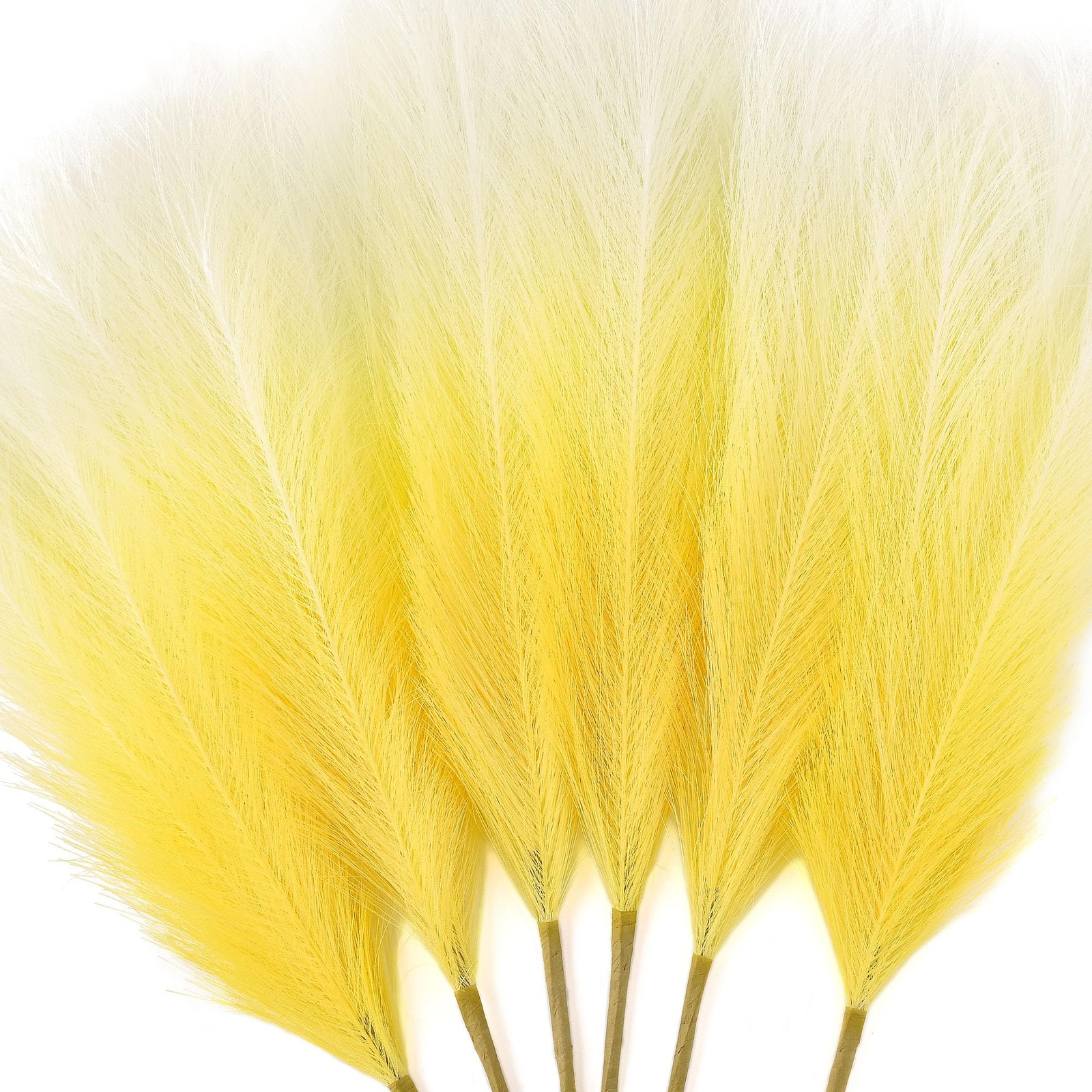 6 PCS Faux Pampas Grass Arrangement – 18″/45cm Artificial Fluffy Pompous Gras…