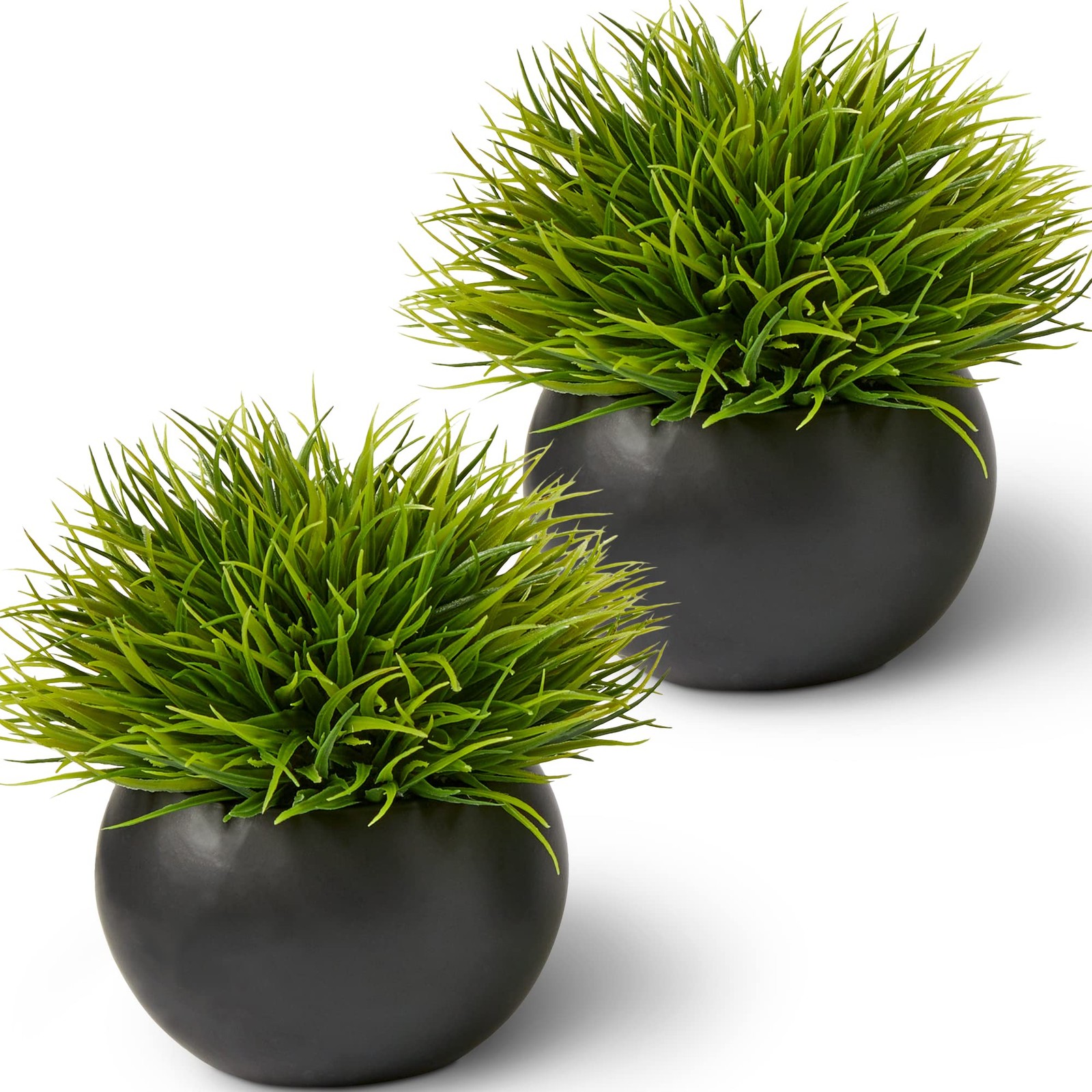 Fake Succulents Plants Artificial in Premium Ceramic Pots (2 Pack Round) Real…