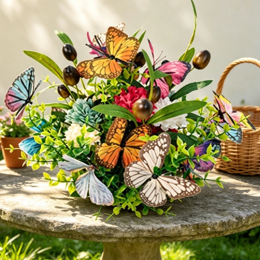 3D Butterfly Artificial Flowers for Party Decoration Garden Wedding Home Setup