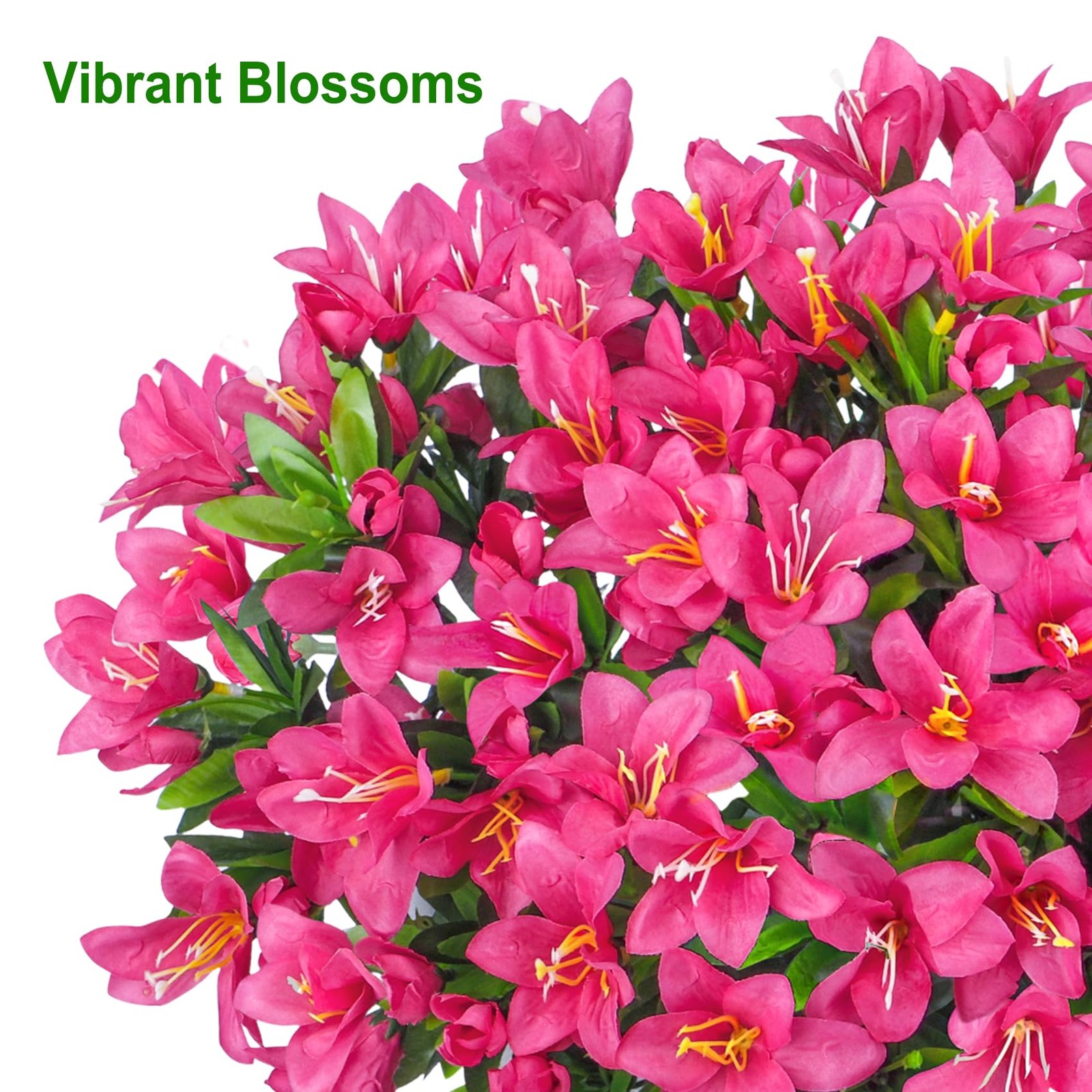 8 Bundles Artificial Flowers for Outdoors, Fake Silk Flowers Azalea Plants UV