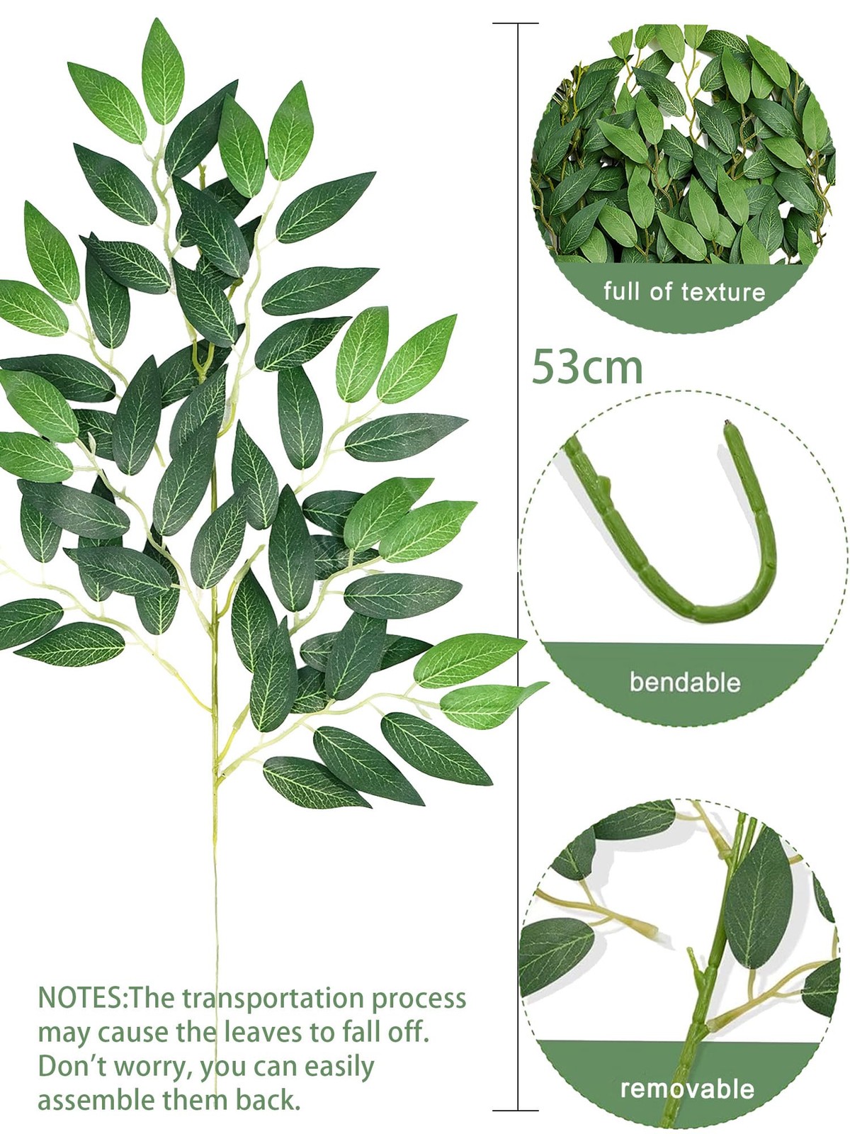 18Pcs Artificial Italian Ruscus Silk Greenery Stems Wedding & Home Decor