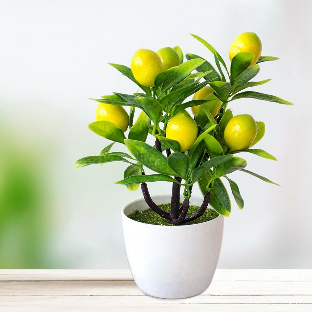 With Basin Artificial Lemon Tree Artificial Potted Flowers False Plant