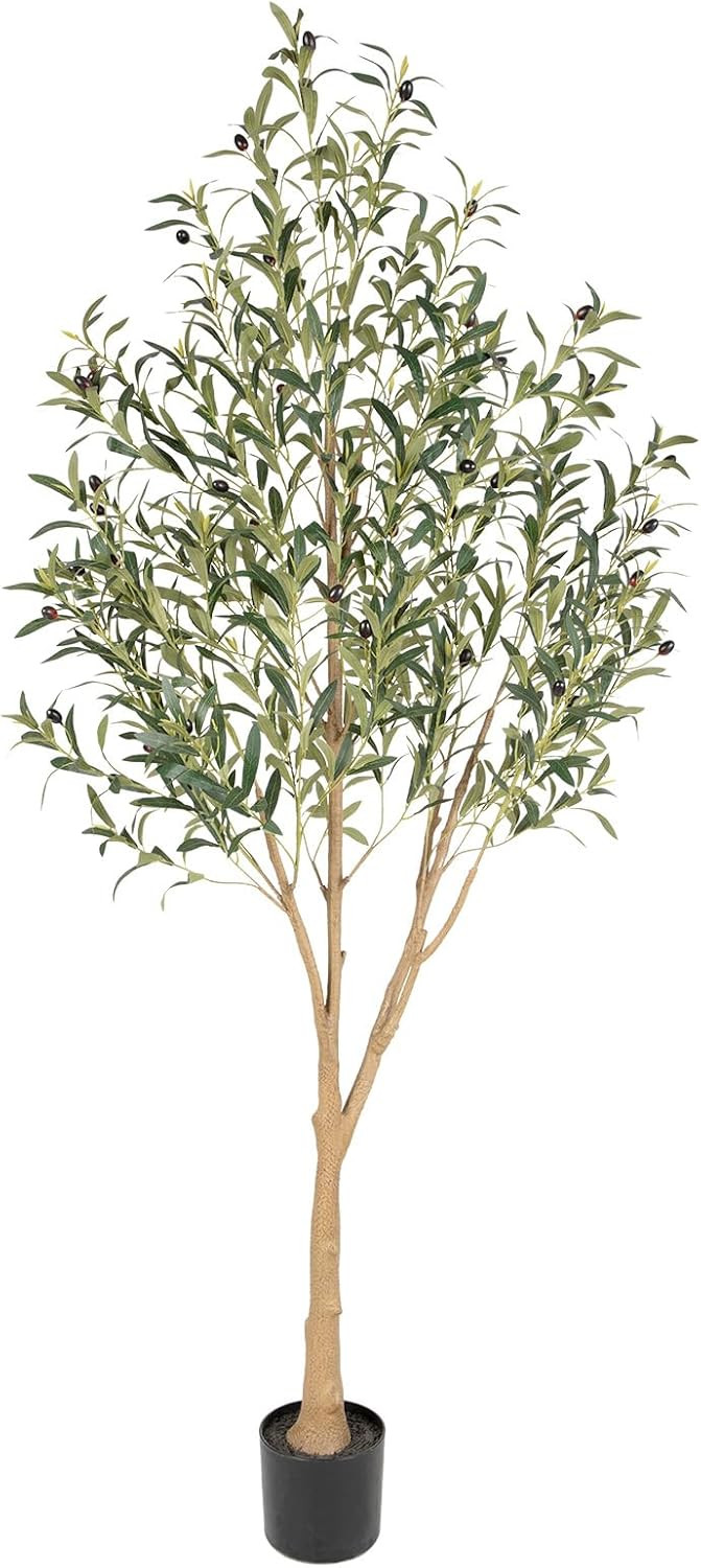 6 Foot Faux Olive Tree – Realistic Silk with Leaves, Fruit and Base