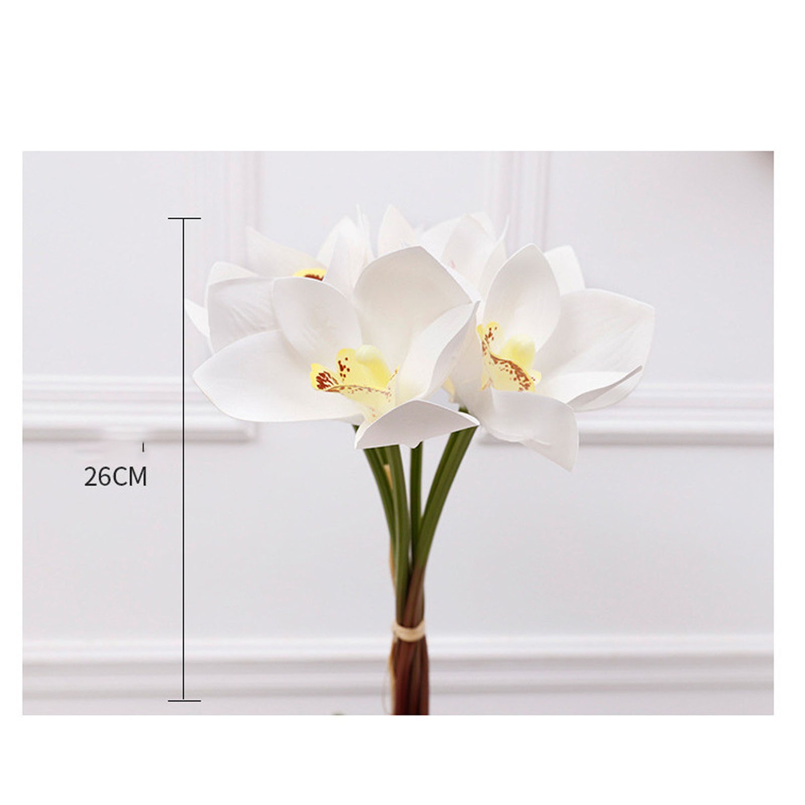 6 Stem Faux Orchid Decor 3D Printed Silk Flowers Iron Wire Stem Orchid Floral