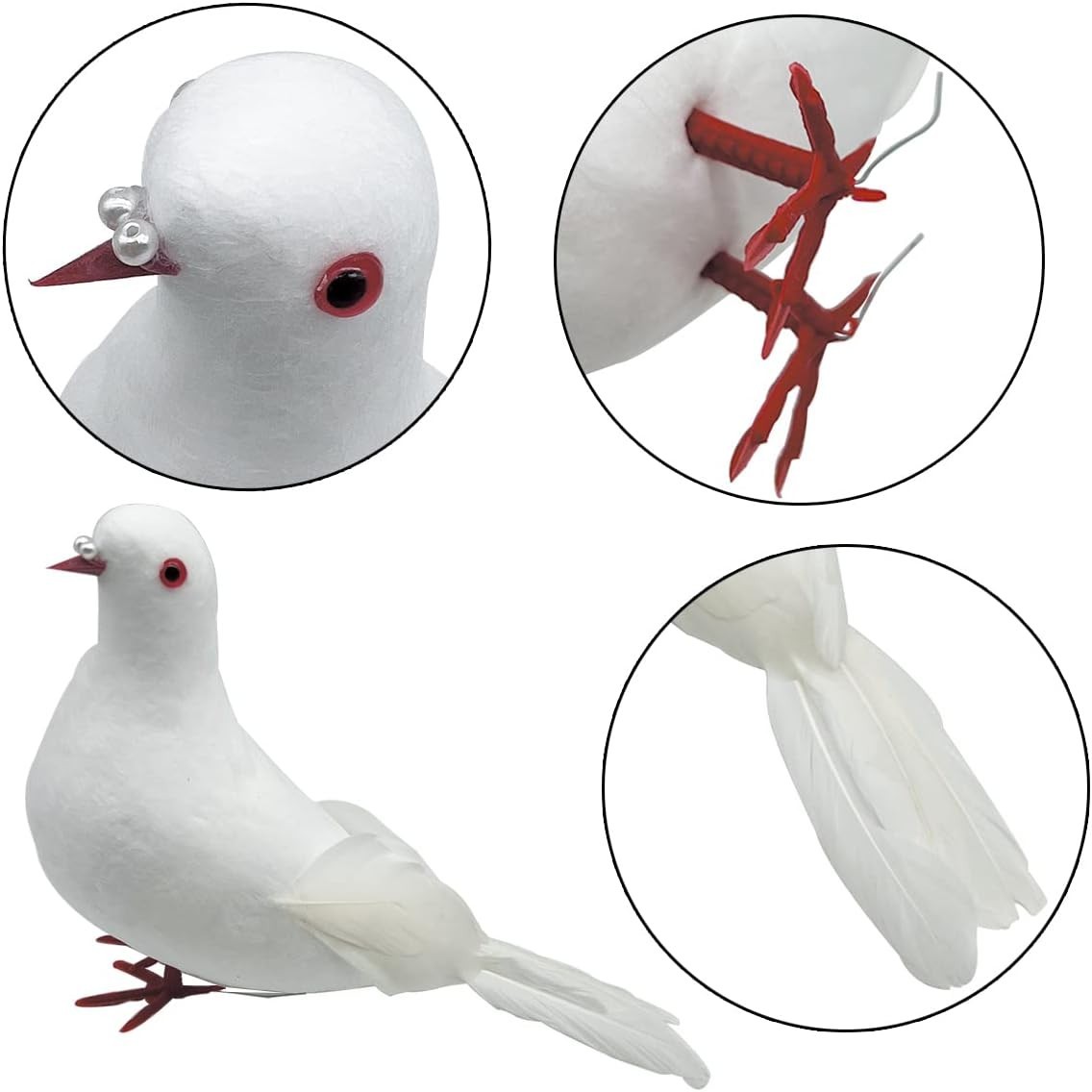Lifelike 9.5-Inch White Dove – Perfect for Craft, Wedding, & Christmas Decor