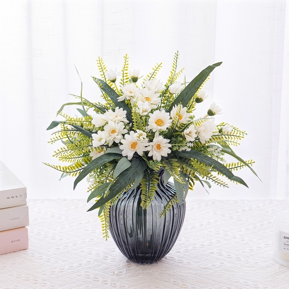 Silk Chrysanthemum Flower Arrangement White for Nordic Style for Wedding Decor
