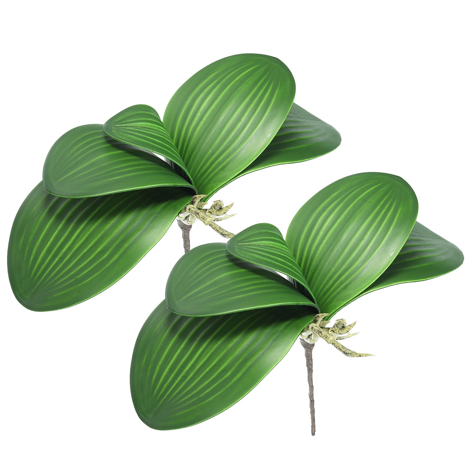 2 Pcs 5.4 Inch Faux Orchid Leaves 5 Petals Artificial Leaf with Stems