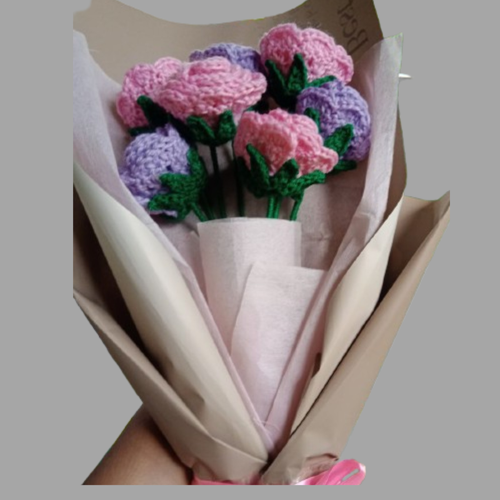 Hand Knitted Flower Wool Yarn Crochet Flowers Hand Woven Bouquet Wedding Home