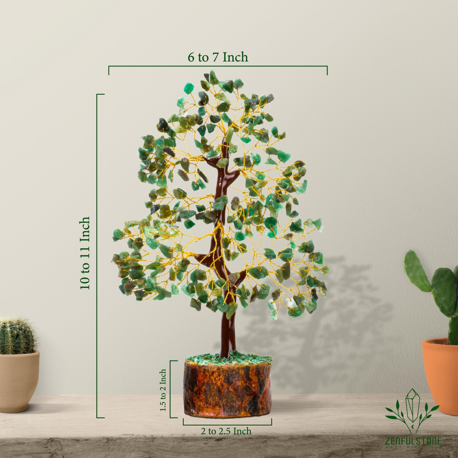 Green Jade Crystal Tree of Life for Luck & Prosperity Decor for Home and Offi…