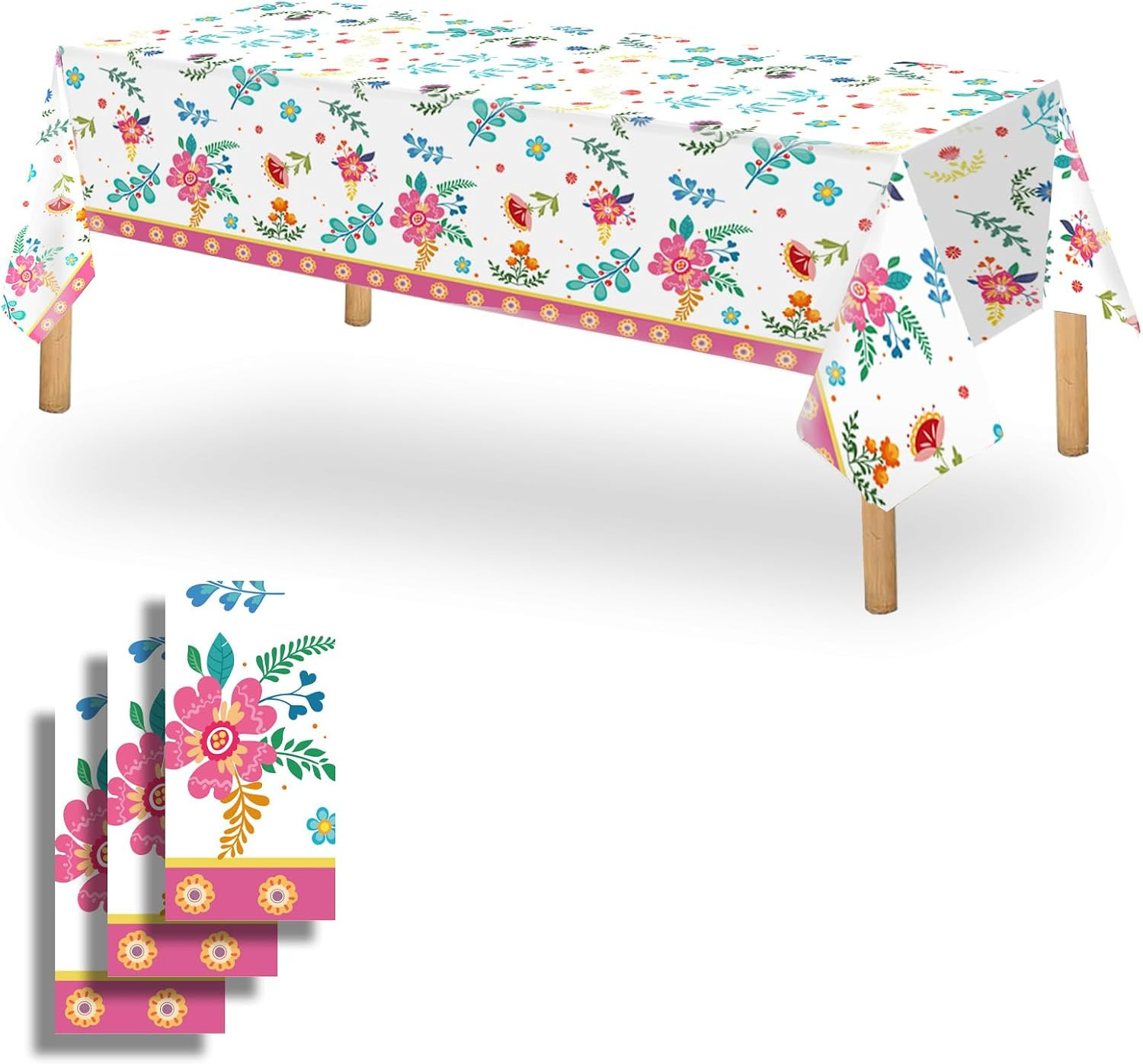 Hawaiian Luau Party Tablecloths(3 Packs), 108X54 Inch Tropical Palm Leaves Table