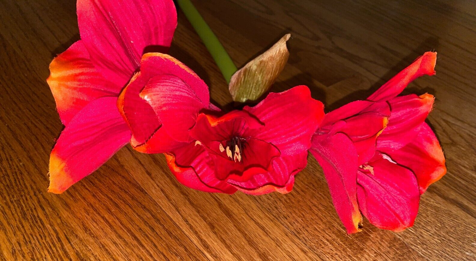 Pottery Barn Red Amaryllis Faux Flower Stem (1) Stem 26″-28″ Christmas Floral