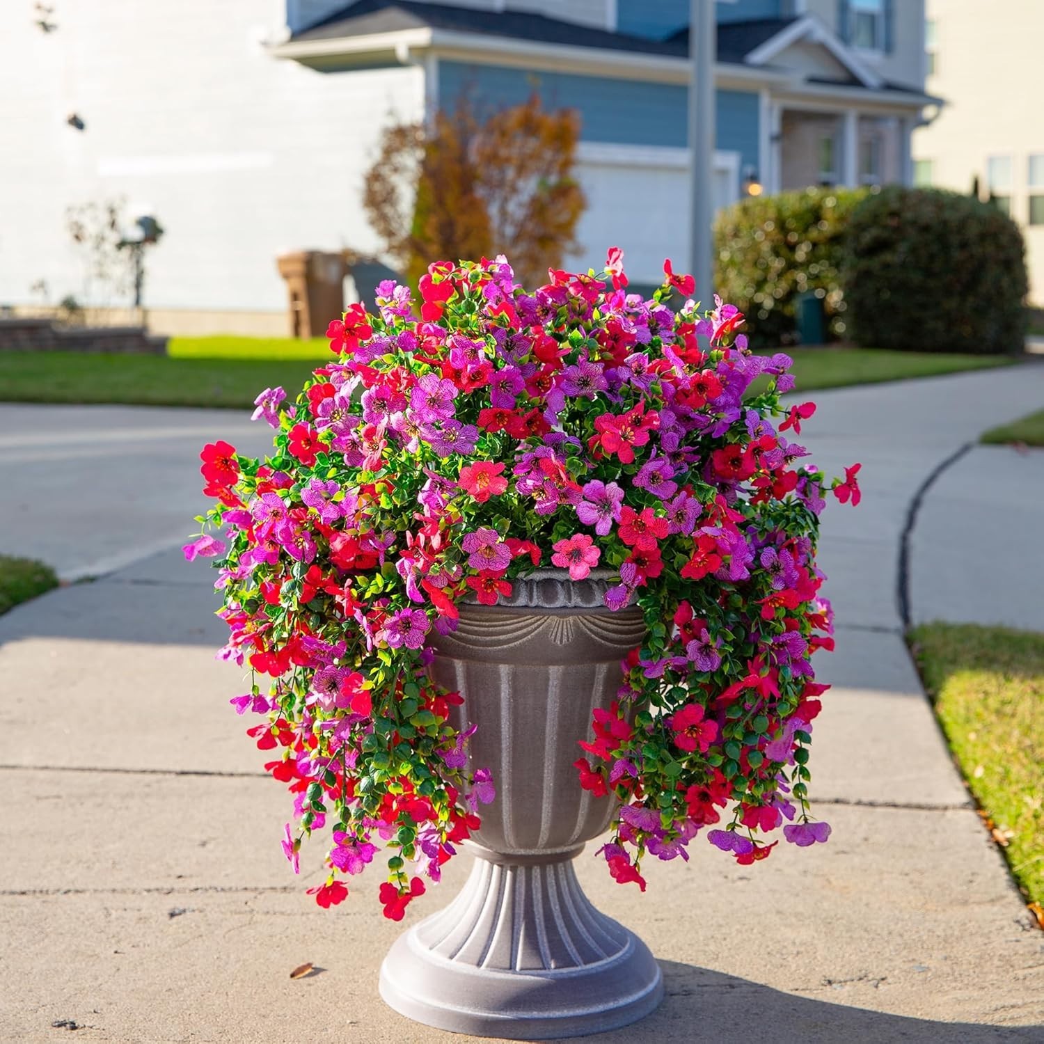 Weather-Resistant Faux Hanging Violets – 2 Pack UV-Protected Outdoor Decorations