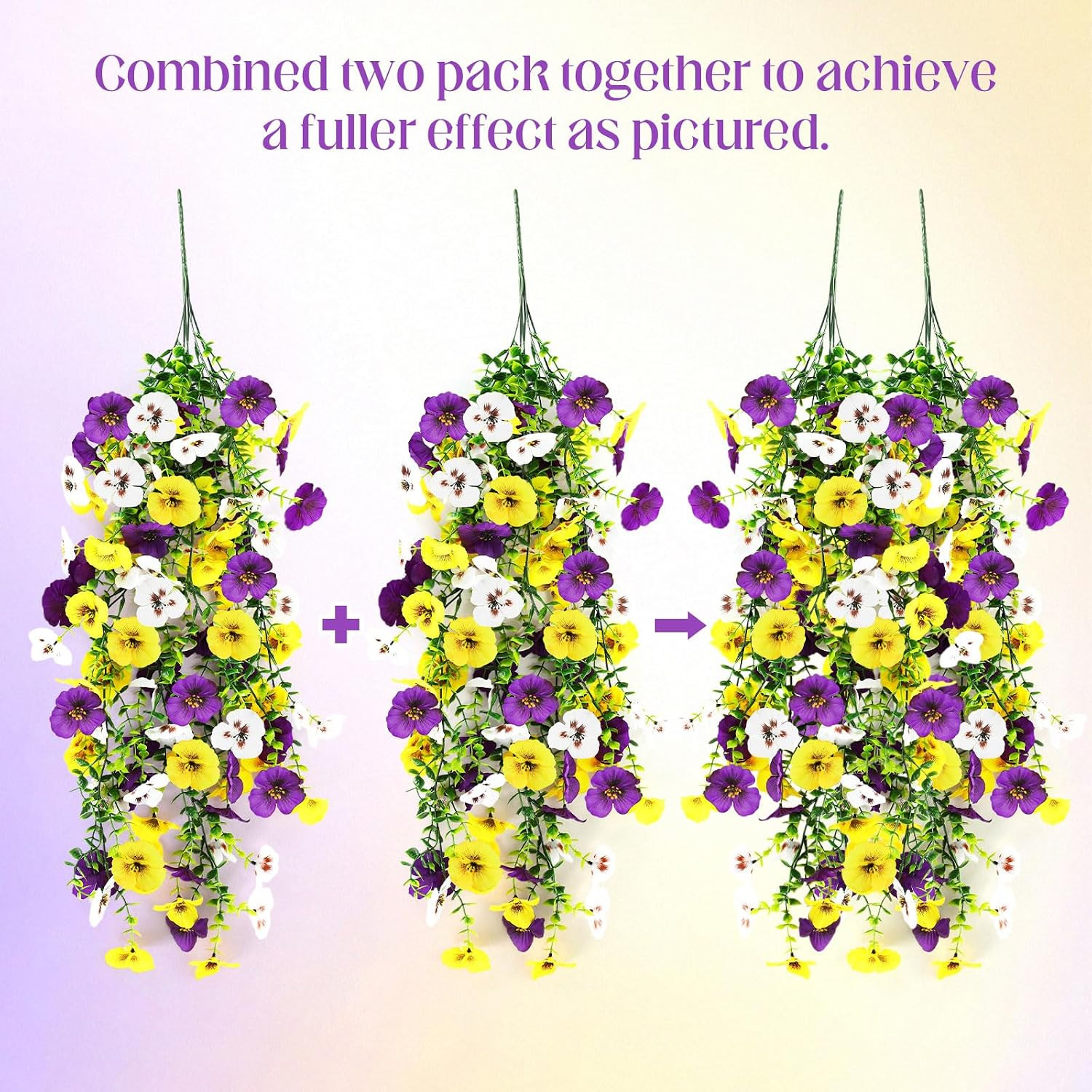 8 Pcs UV Resistant Hanging Pansy Flowers for Outdoor Spring Decor