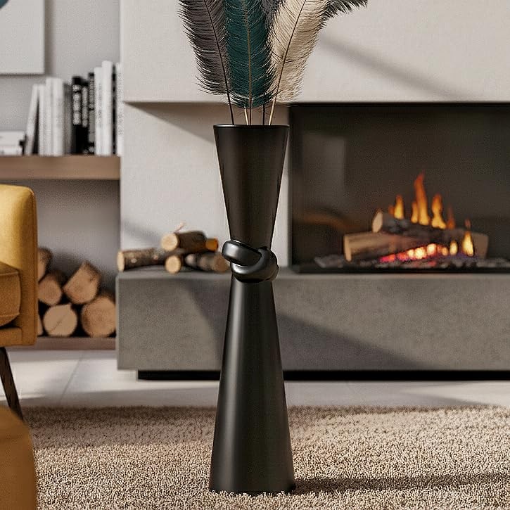 Tall Floor Vase 23.6″ – Glossy Resin Decorative Floor Vase for 23.6 in Black