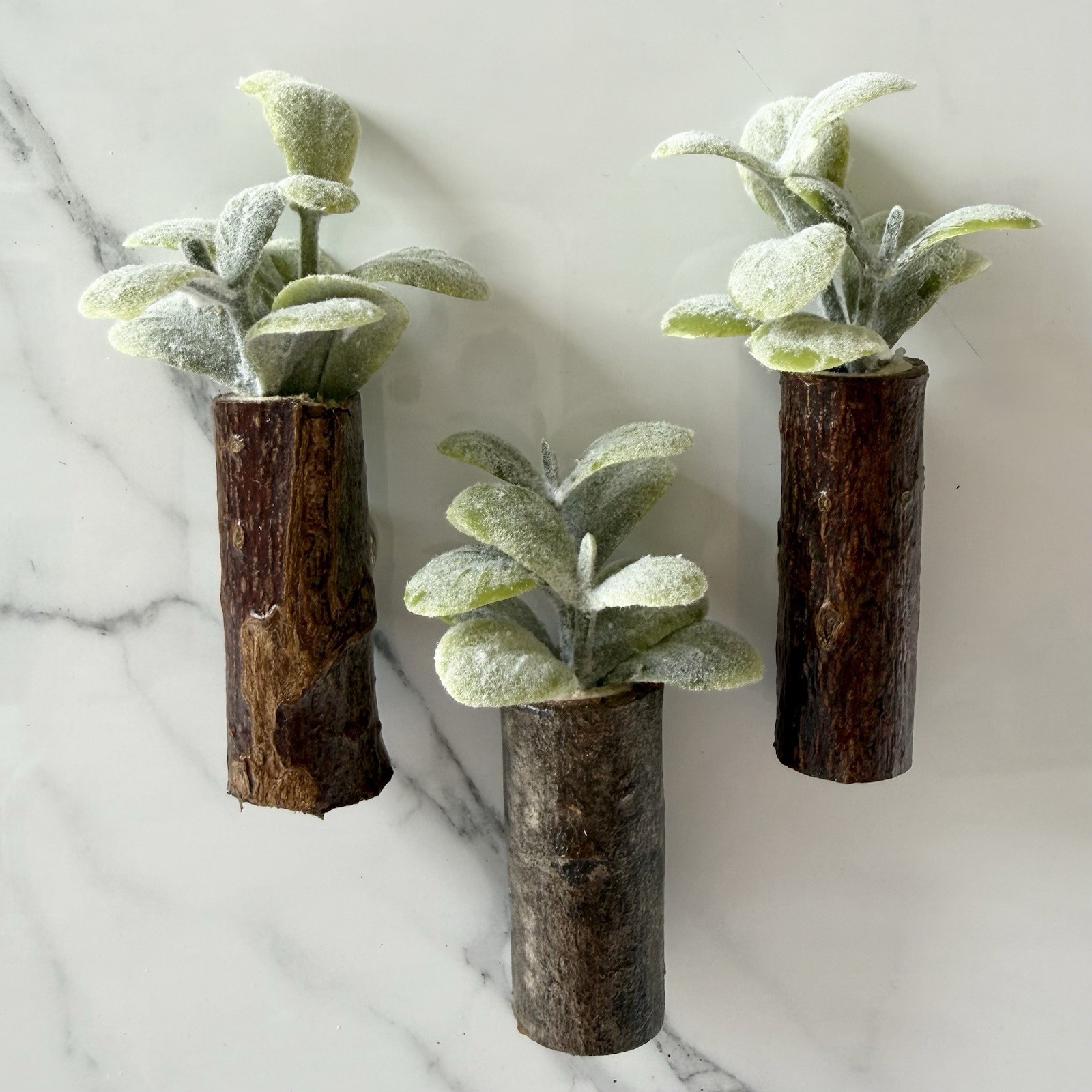 Handmade Mini Green Faux Plant Magnet In Stick Vase