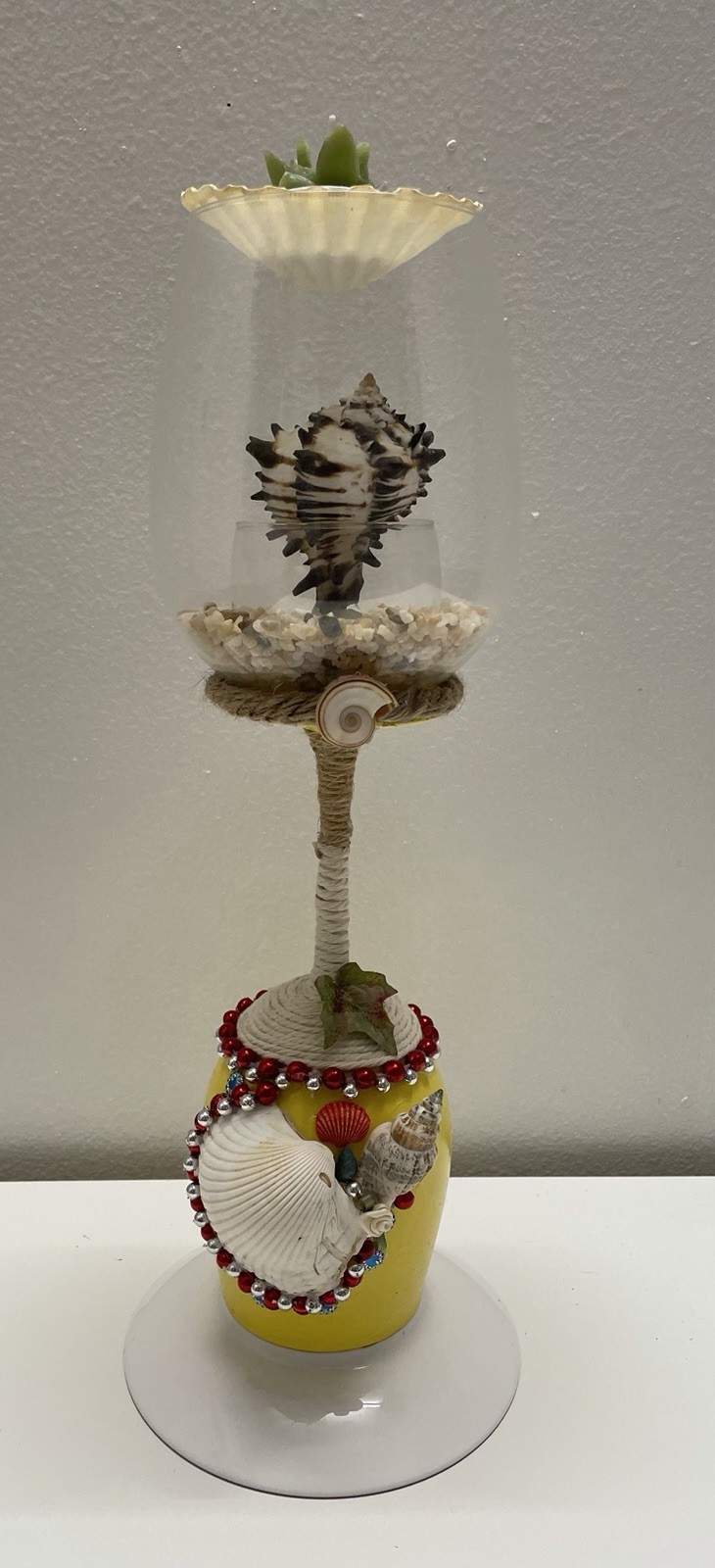 Artificial Coastal Succulent & Seashell Floral Centerpiece Multicolor