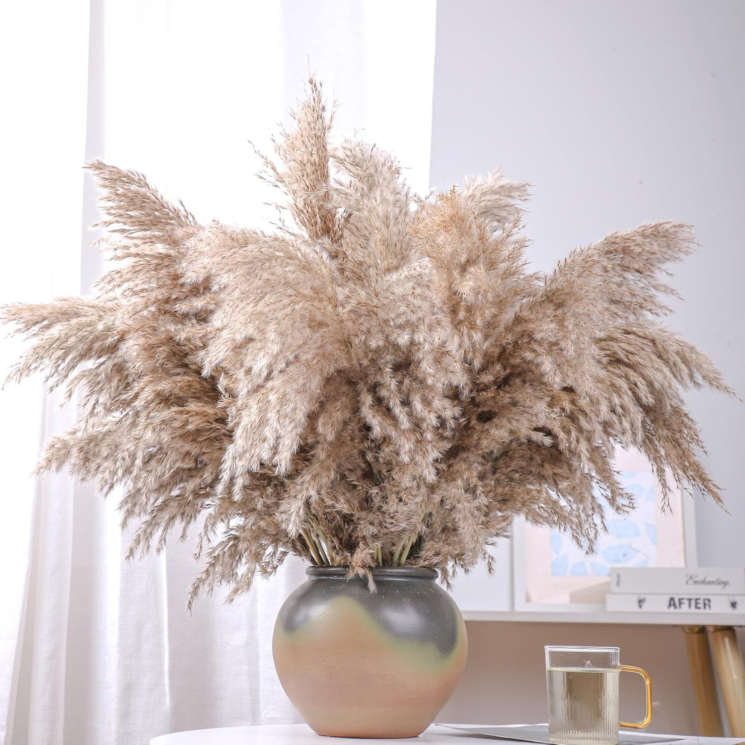 20 Stems 28″ Large Brown Pampas Grass – Natural Fluffy Pompas Grass Bulk for Flo