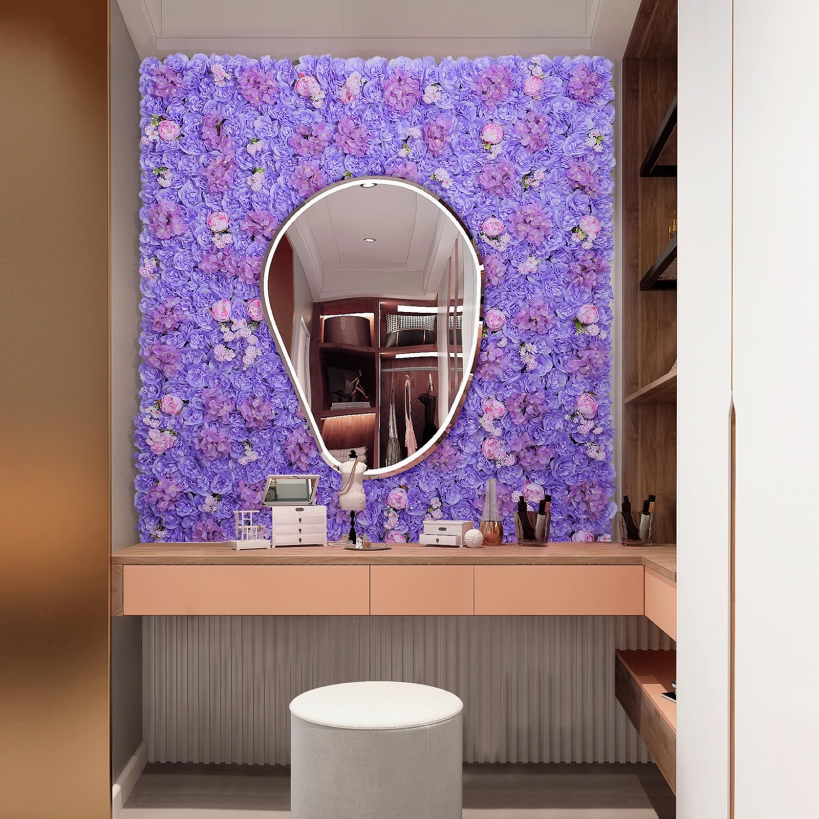 RIDDSEE Flower Wall Backdrop 16.5*16.5 12Pcs Artificial Floral Wall Panel 3D