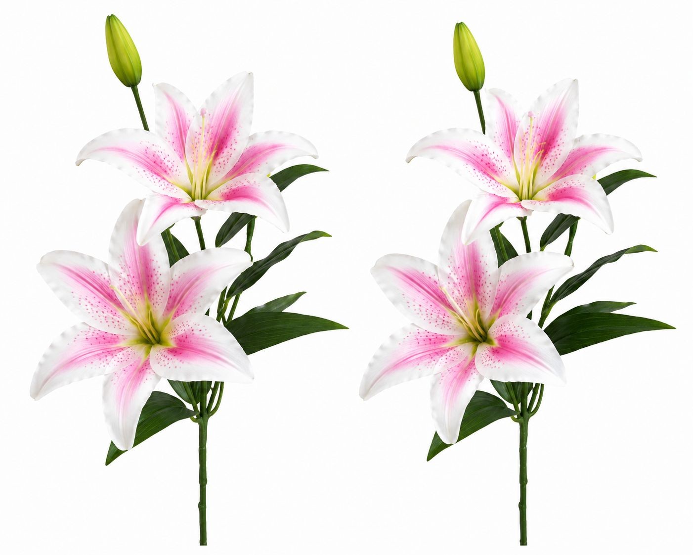 Real Touch Blush Pink Stargazer Lily Stems Set of 2, Artificial Lily Flowers, Fa