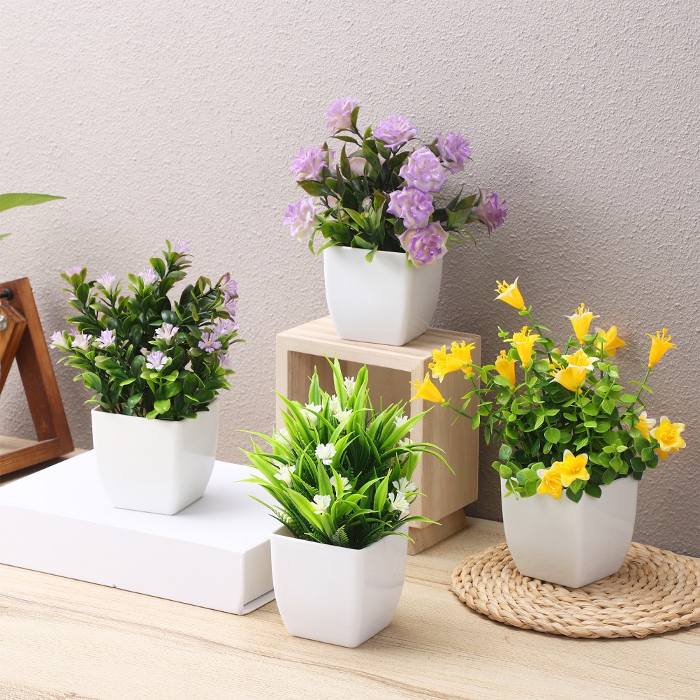 4 Pcs Realistic Fake Potted Plants Indoor Decoration Faux Plants
