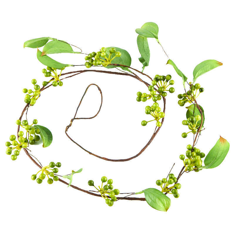 Set of 2 Factory Direct Craft Artificial Green Berry and Leaf Garlands
