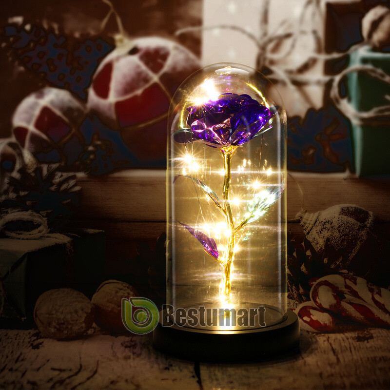 Rose LED Light Glass Gift for Wife Women Her Christmas Girlfriend Birthday Lover