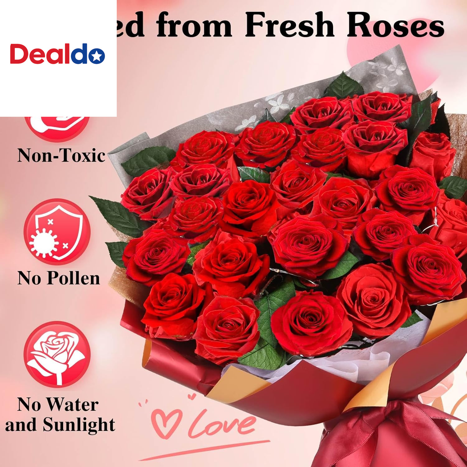 24 Preserved Real Red Rose Bouquet Long-Lasting Flowers for Her and Romantic Gif