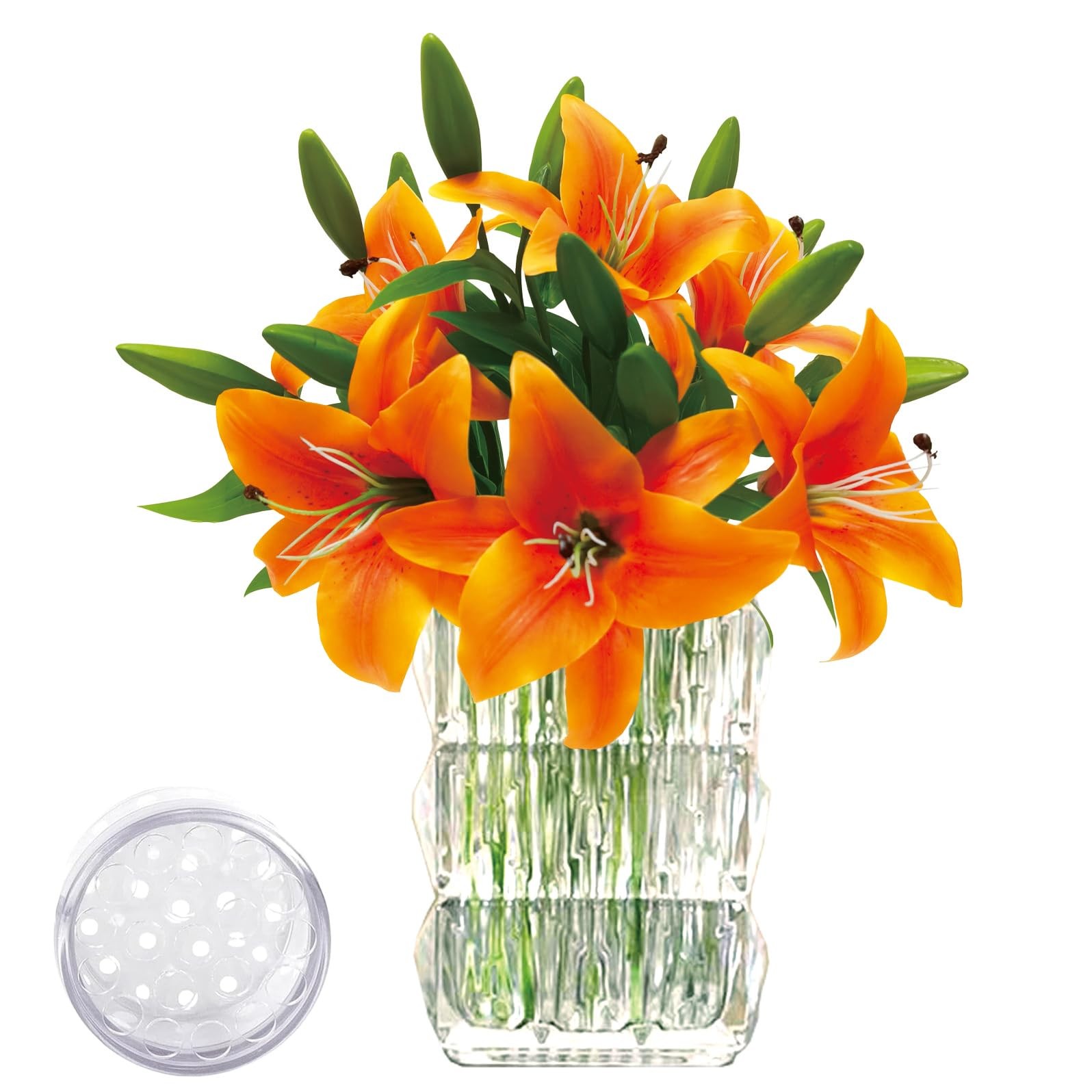 6Pcs Lilies Artificial Flowers Orange Lilies Real Touch Tiger Lily Fake Lilli…