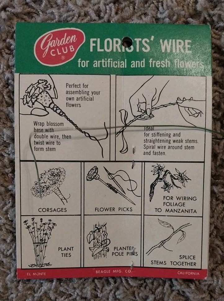 Vintage Garden Club Florists’ Wire For Artificial And Fresh Flowers Florist Wire