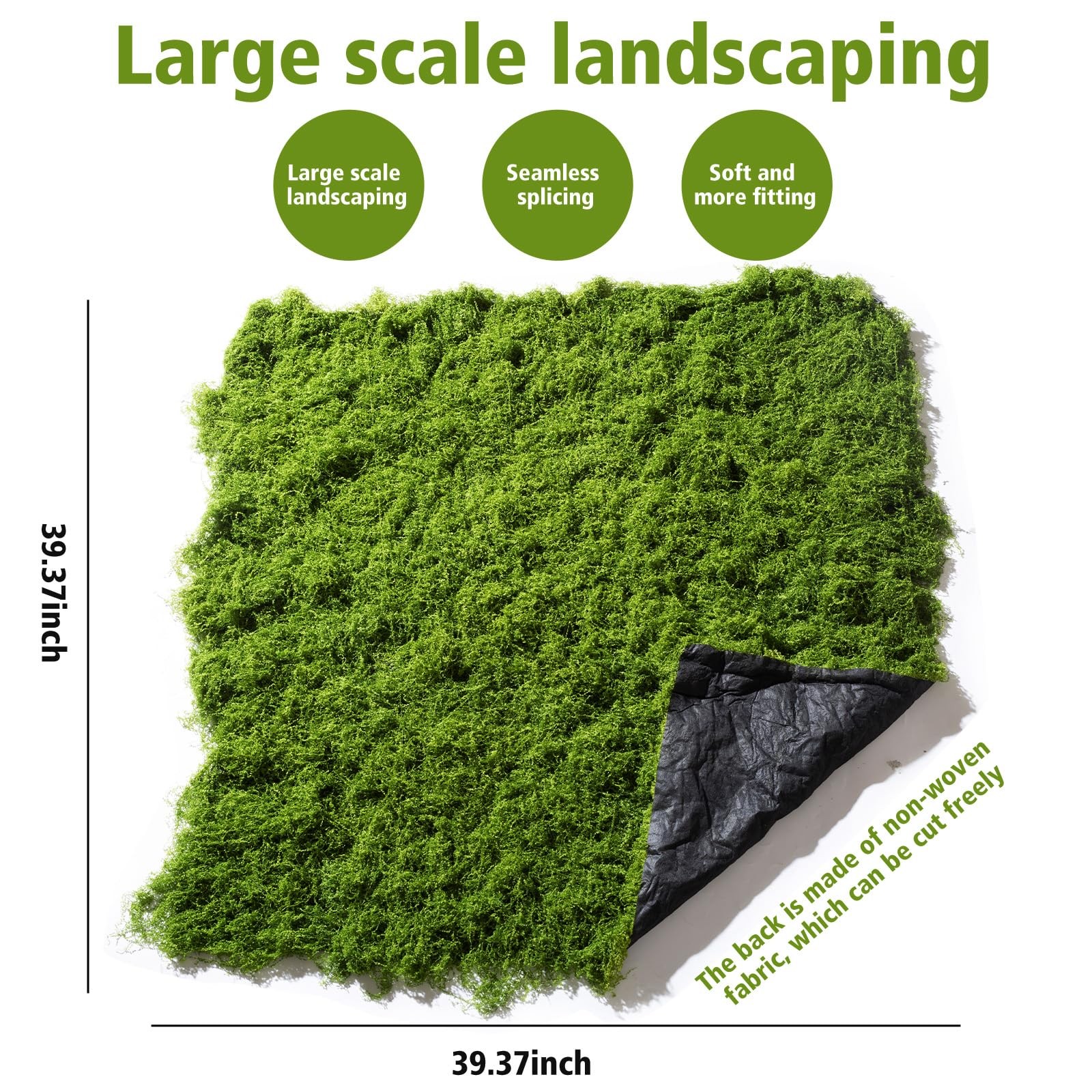 Artificial Moss mat, Green, 39.37 x 39.37 inches (Dark Green), Waterproof Ind…