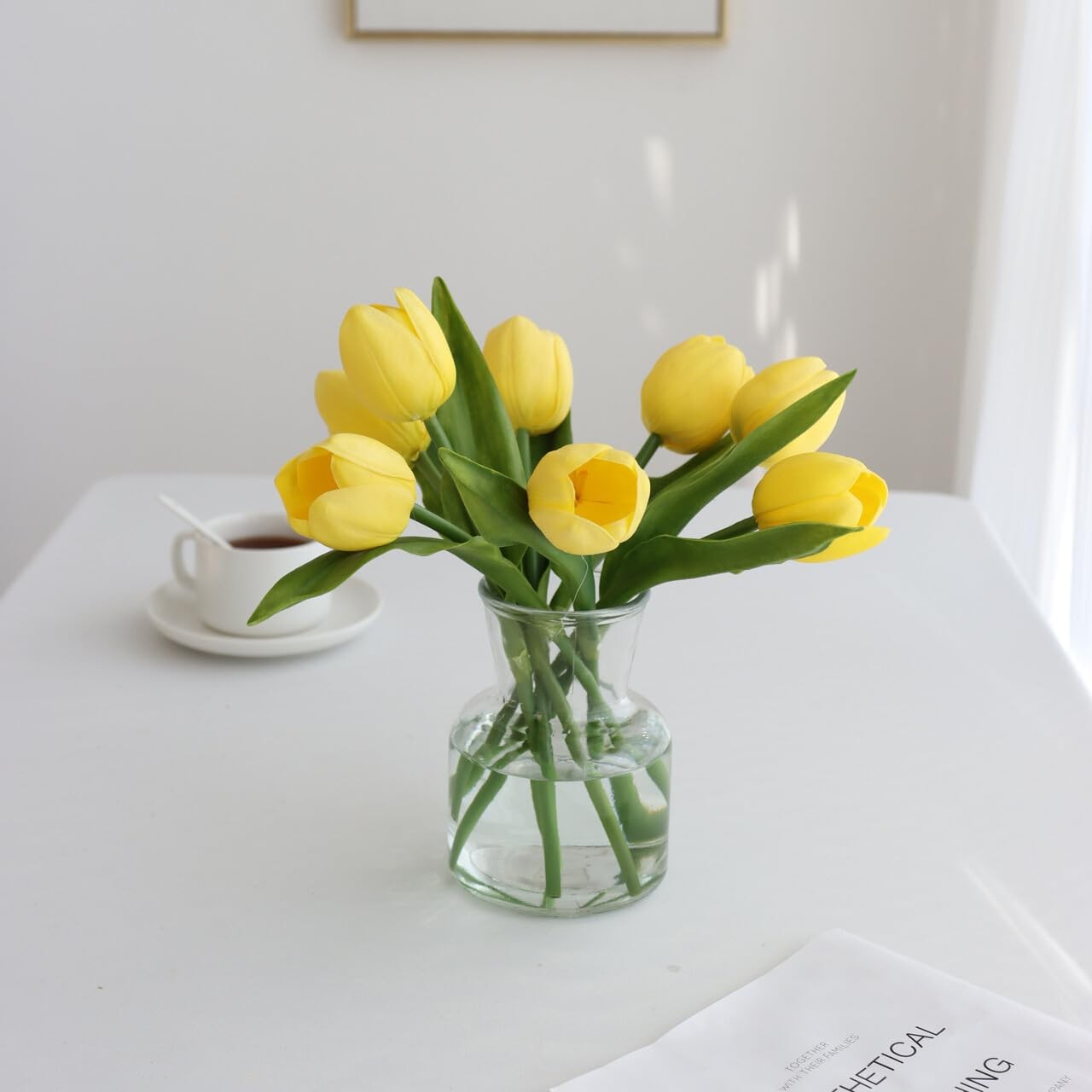 11 PCS Yellow Flowers Artificial Luxury Big Tulip Valentine Mother Day Wedding