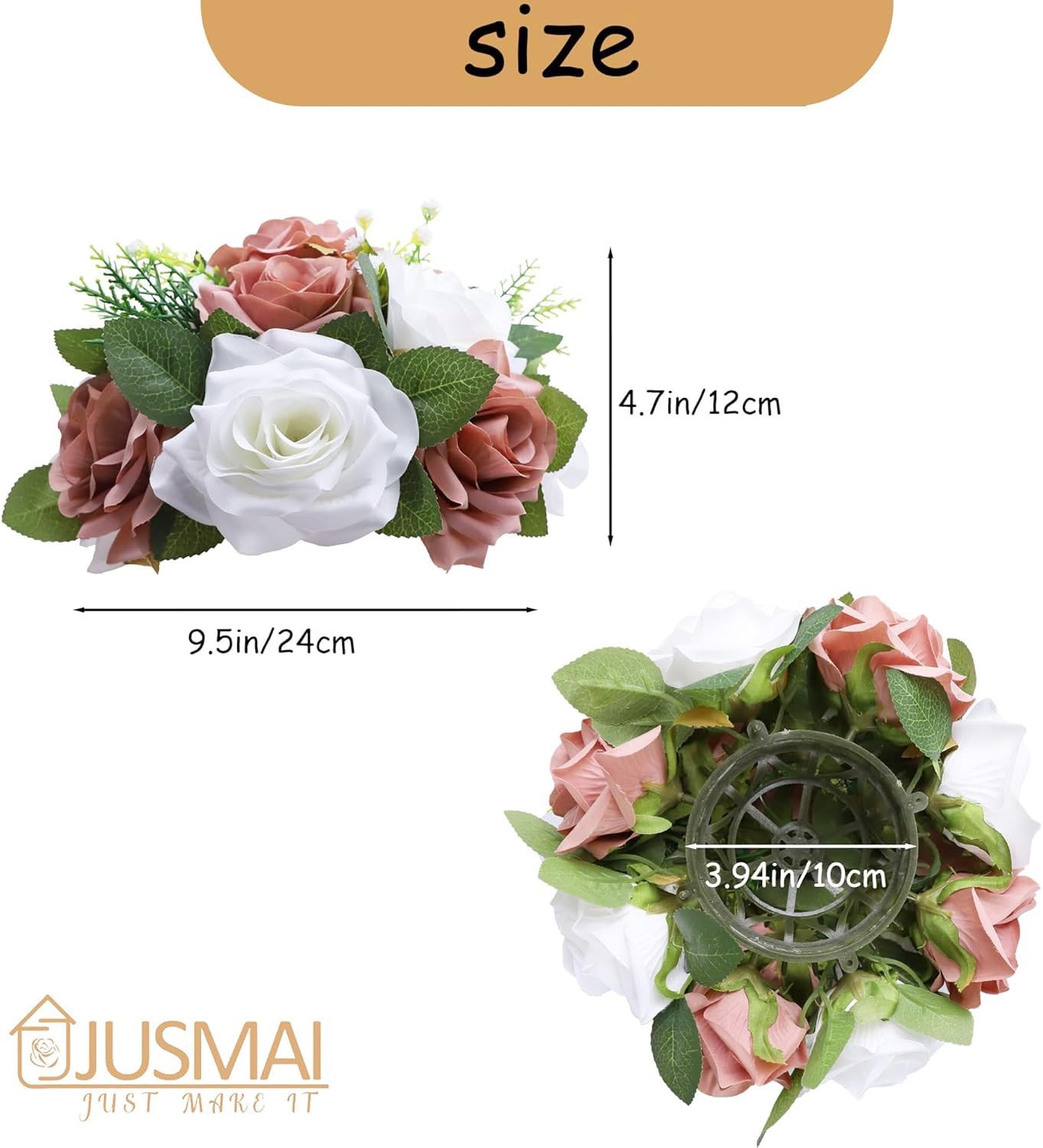 4 PCS Dusty Rose Artificial Flower Ball Table Centerpieces Silk Kissing Ball