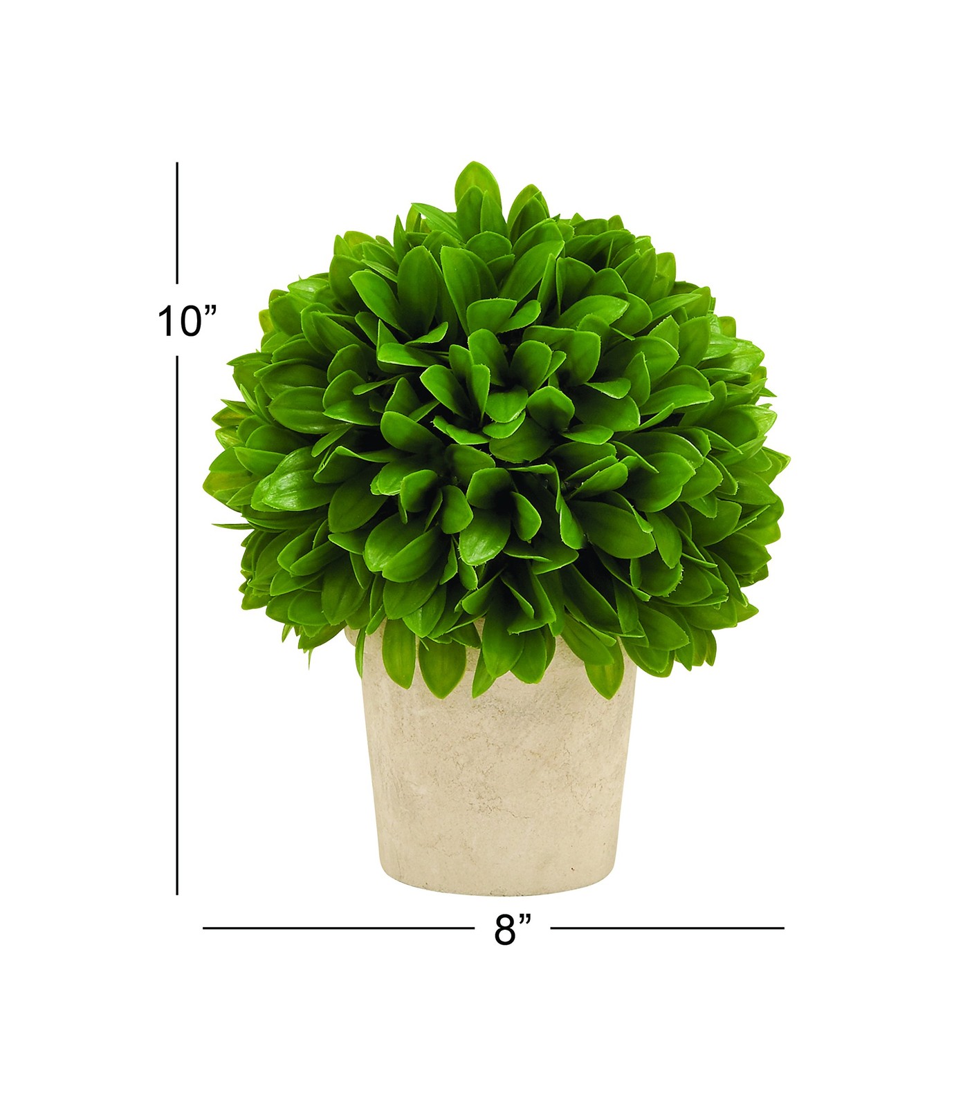 8x8x10 Faux Boxwood Topiary Ball, Artificial Foliage, Beige Paper Pot, Green