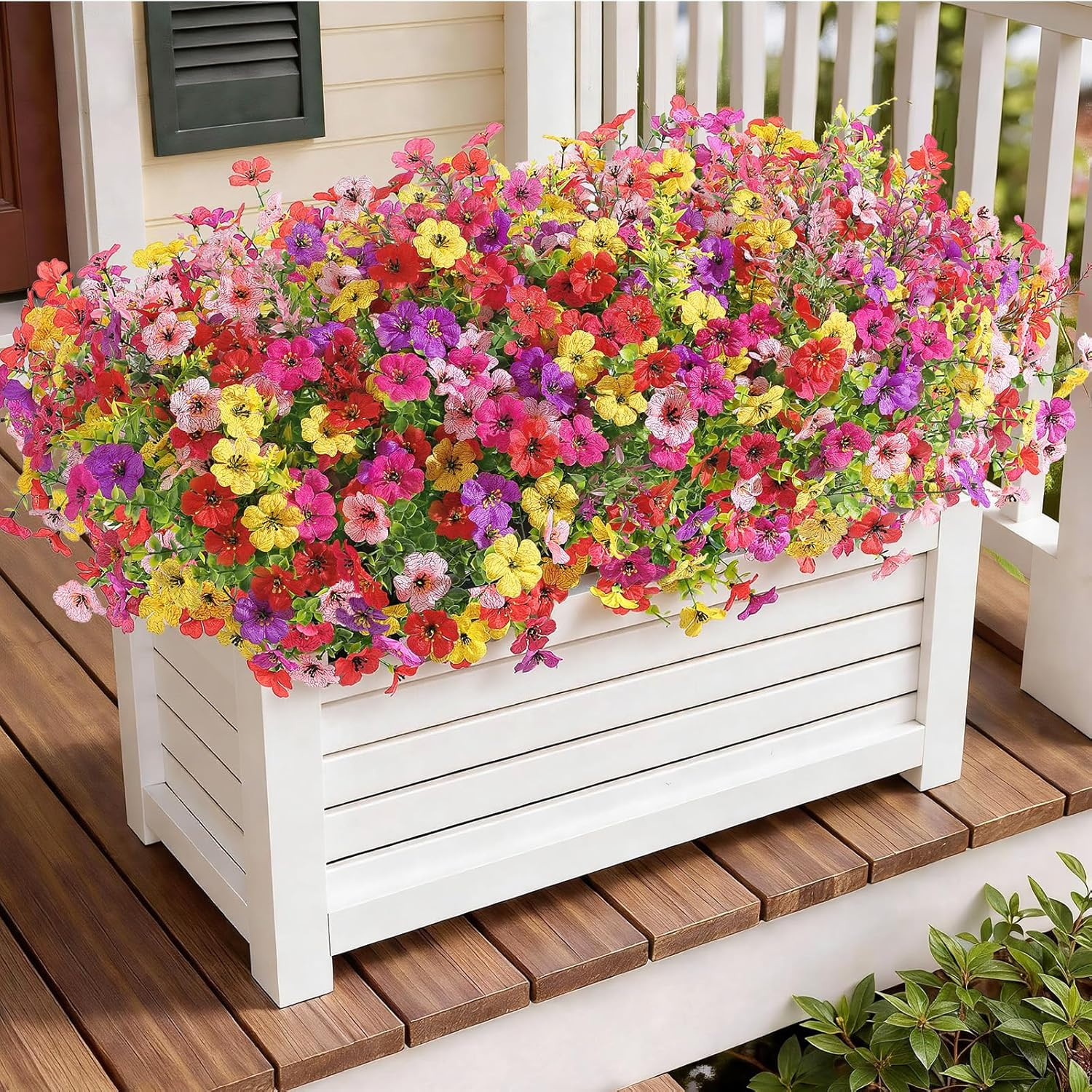 96 Bundles Artificial Flowers for Outdoors Decoration, Faux Plants Fake Silk Col