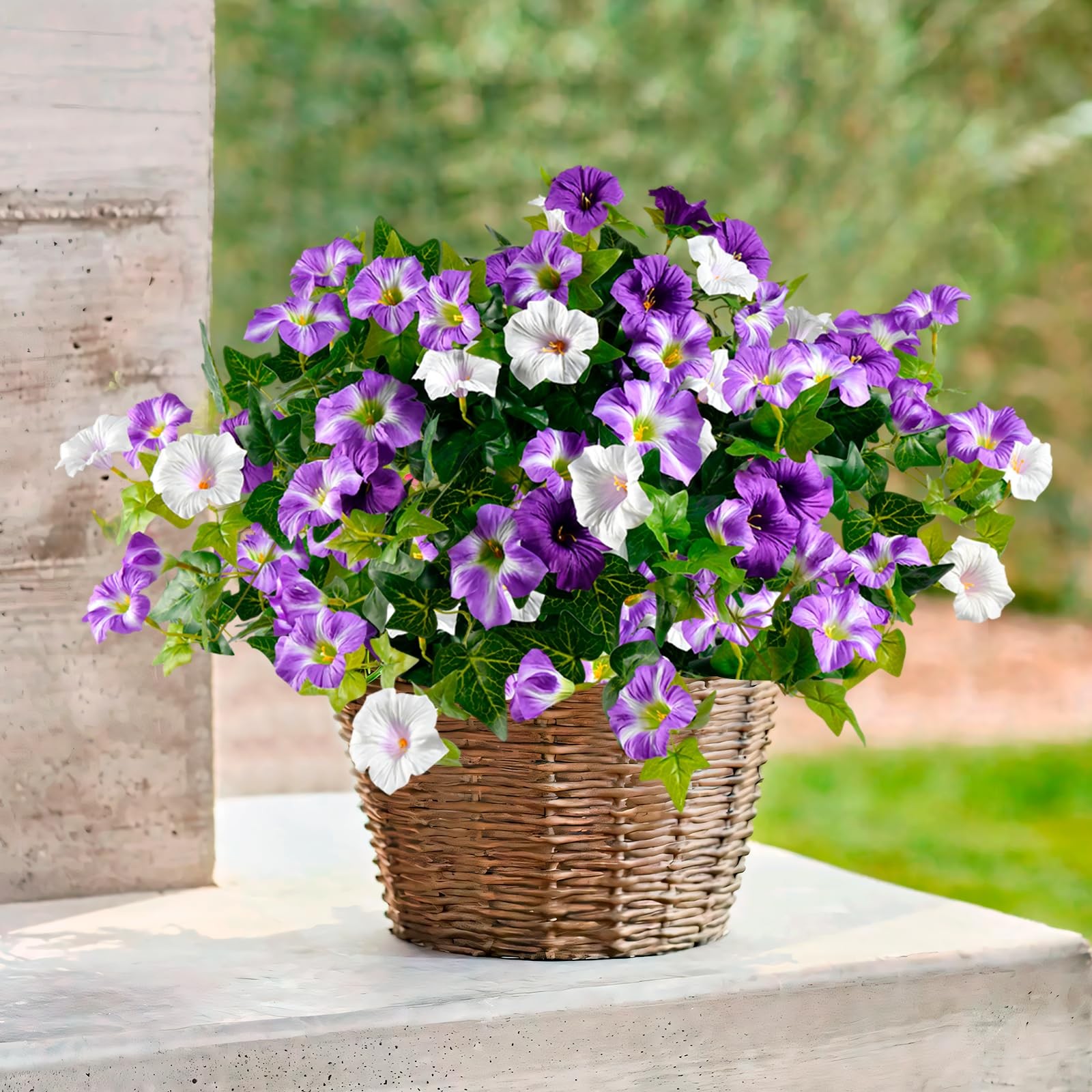 Best Artificial Flowers for Outdoors, UV Resistant Fake Outside, 2 Pack Purple