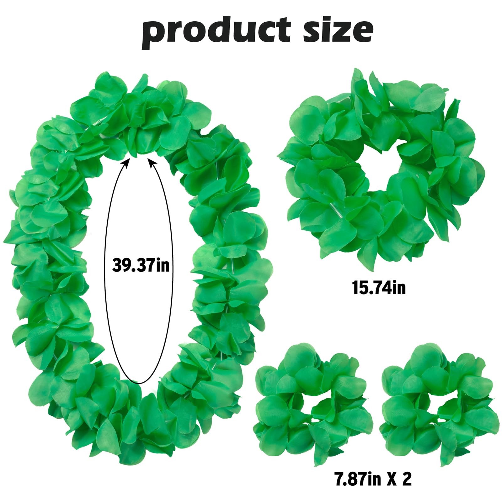 Hawaiian Flower Leis Luau Wreath Set, Green Leis for Halloween Costume Tropic…