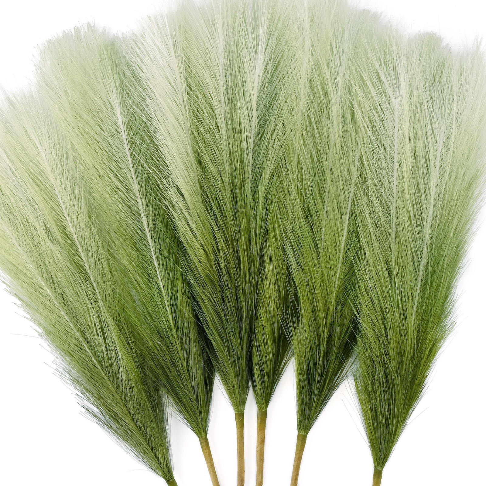 6 PCS Faux Pampas Grass Arrangement – 18″/45cm Artificial Fluffy Pompous Gras…