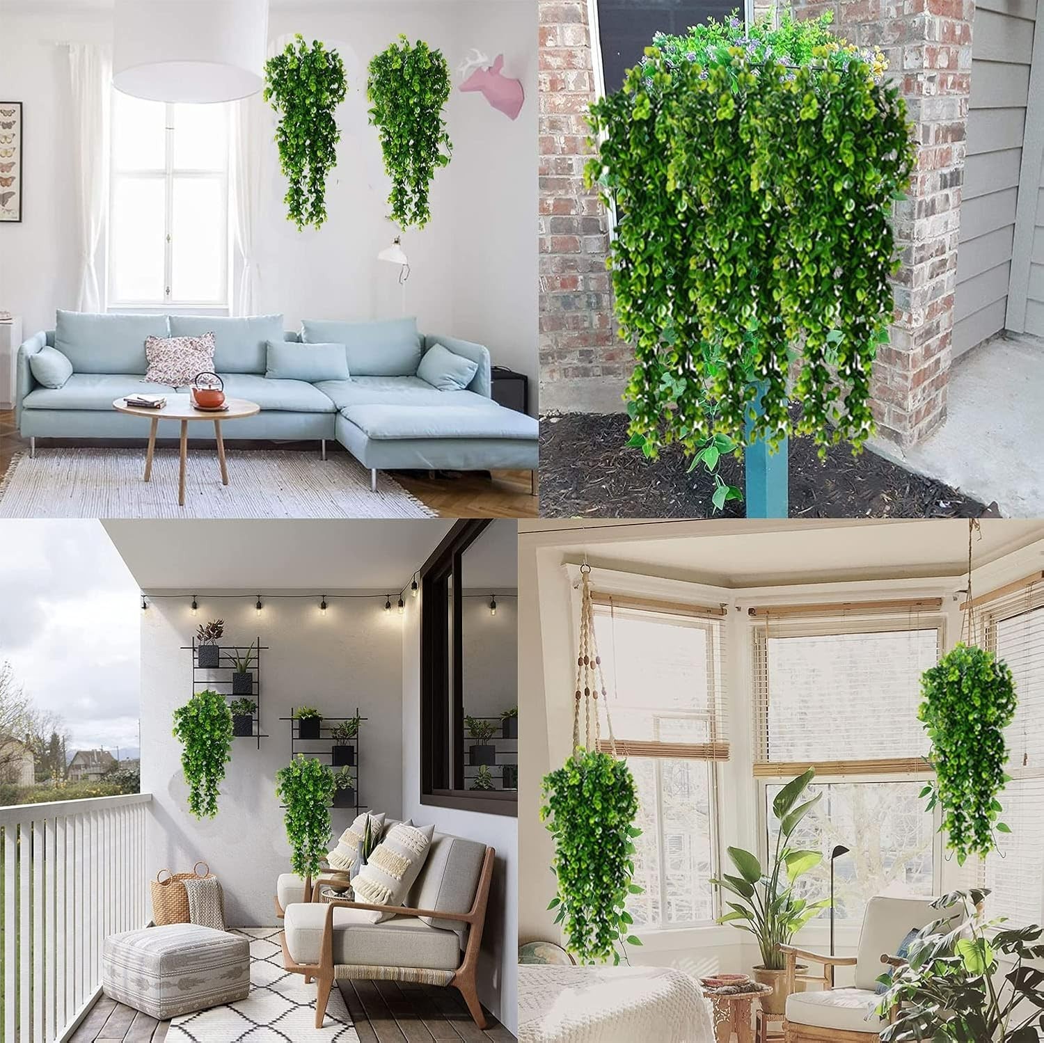 Vibrant Faux Eucalyptus Vines – Set of 4 for Effortless Home and Garden Style