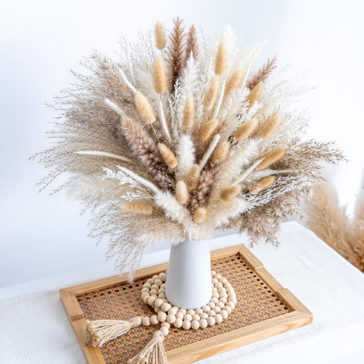 96PCS Natural Dried Pampas Grass Boho Home Decor Bouquet Phragmites Dried